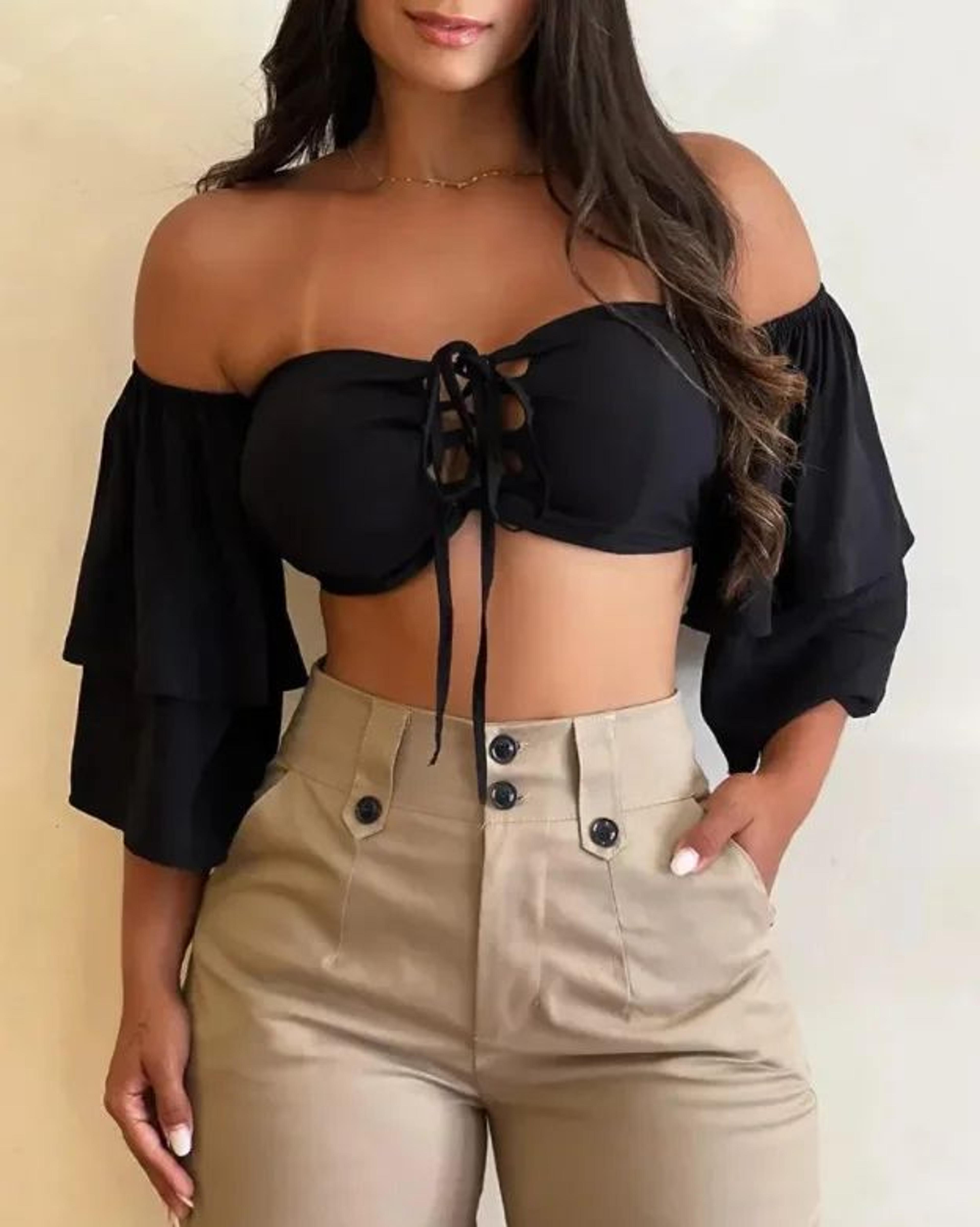 HighWaisted Womens Cargo Capri Pants  Slim Fit Pocketed Casual Cropped Trousers 3