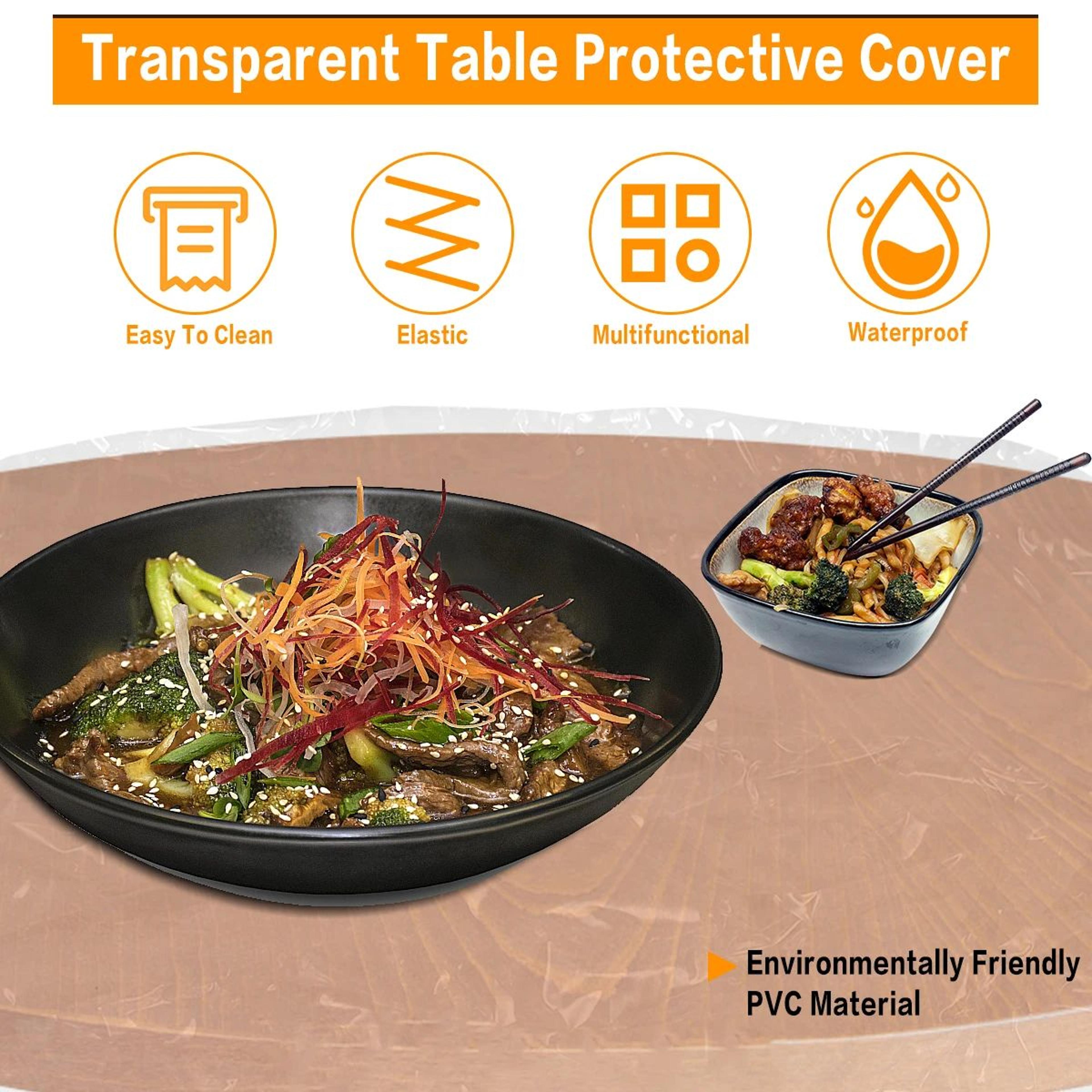 CrystalGuard Clear Round Table Protector  Elastic PVC Waterproof Table Cover 3