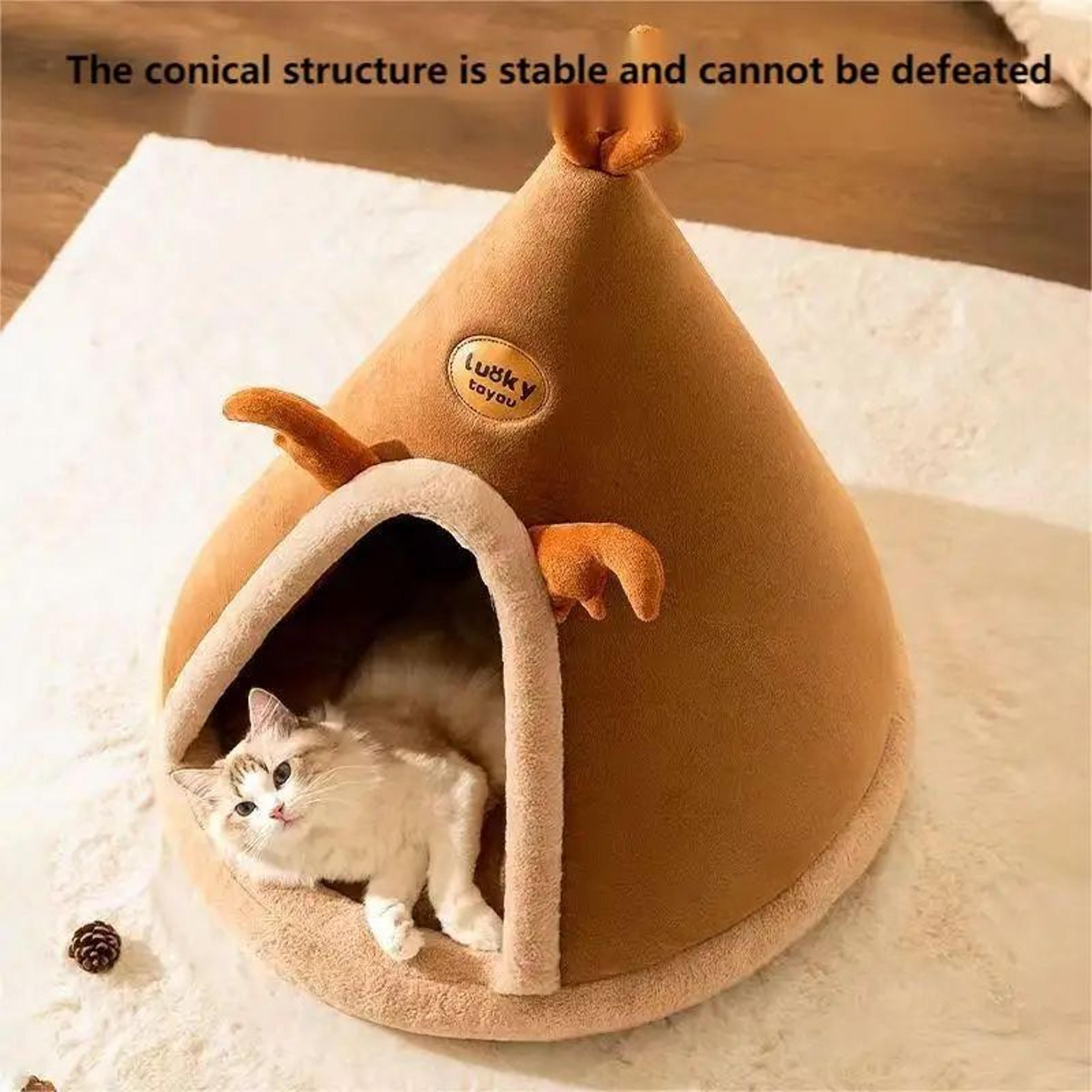 Cozy Plush Enclosed Cat House Washable Cat Cave Bed For Indoor Cats 3