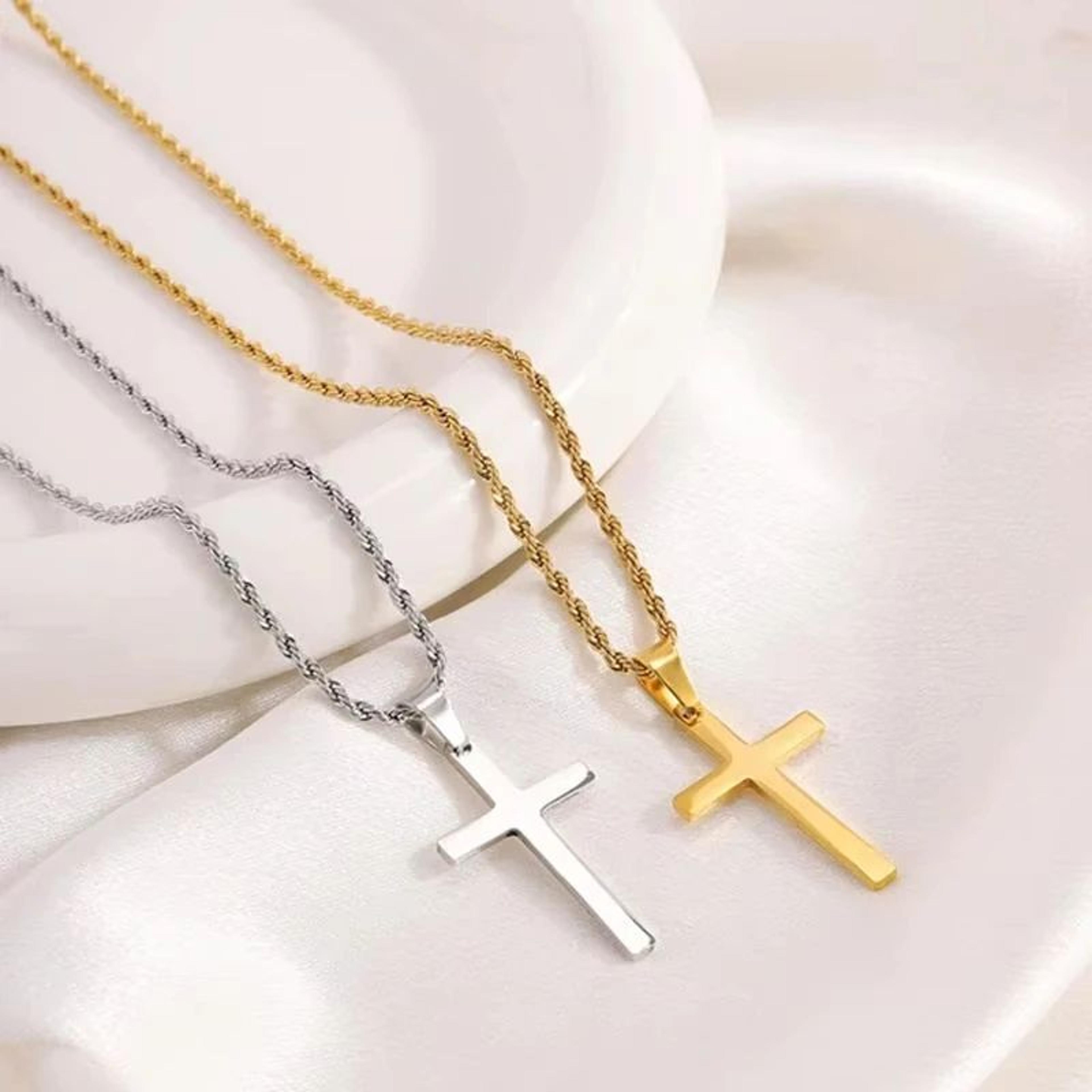Minimalist Gold Cross Pendant Necklace  Elegant Unisex Cross Necklace For Everyday Faith  Style 2