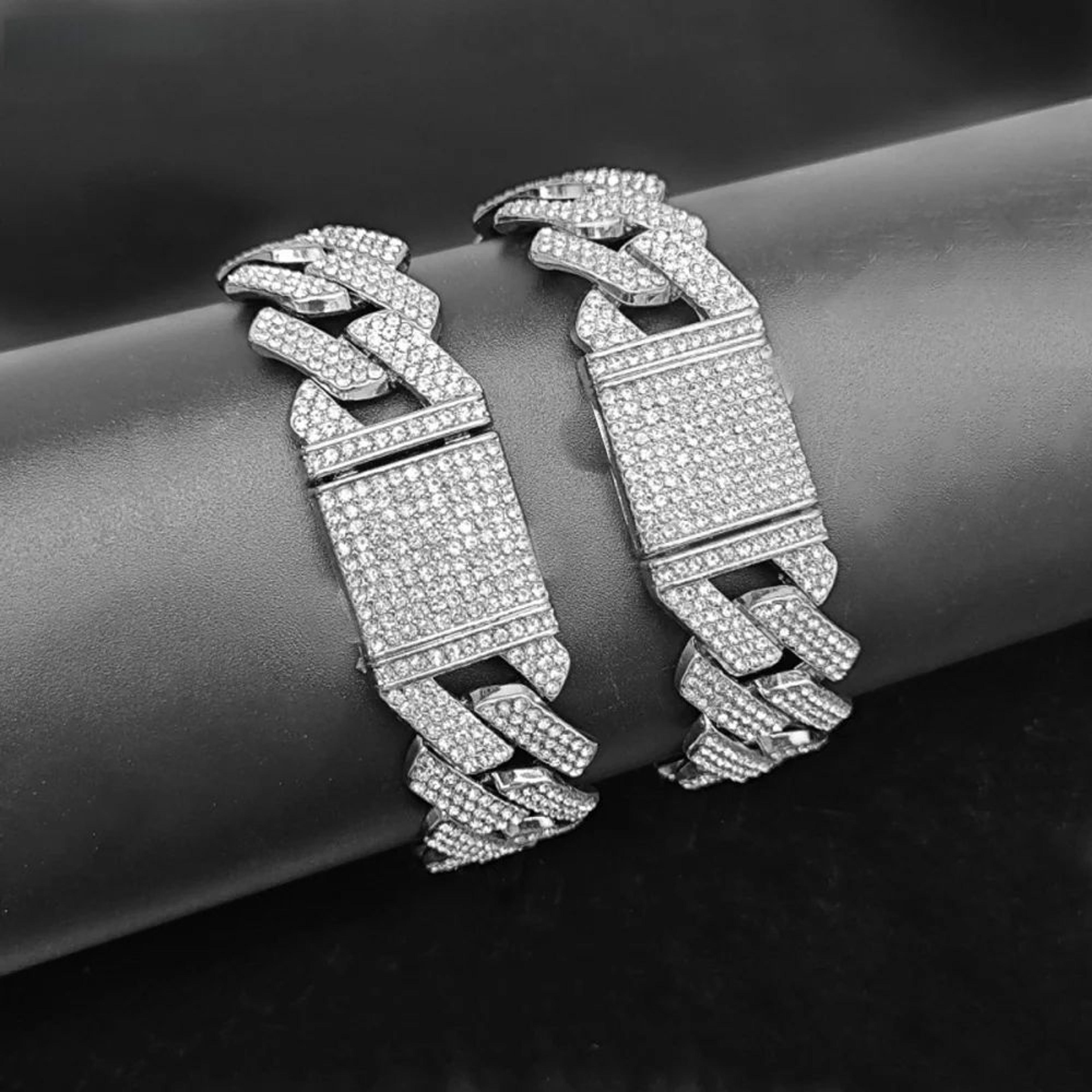 Iced Out Cuban Link Chain  Triple Row CZ Diamond Hip Hop Chain Necklace For Men 1