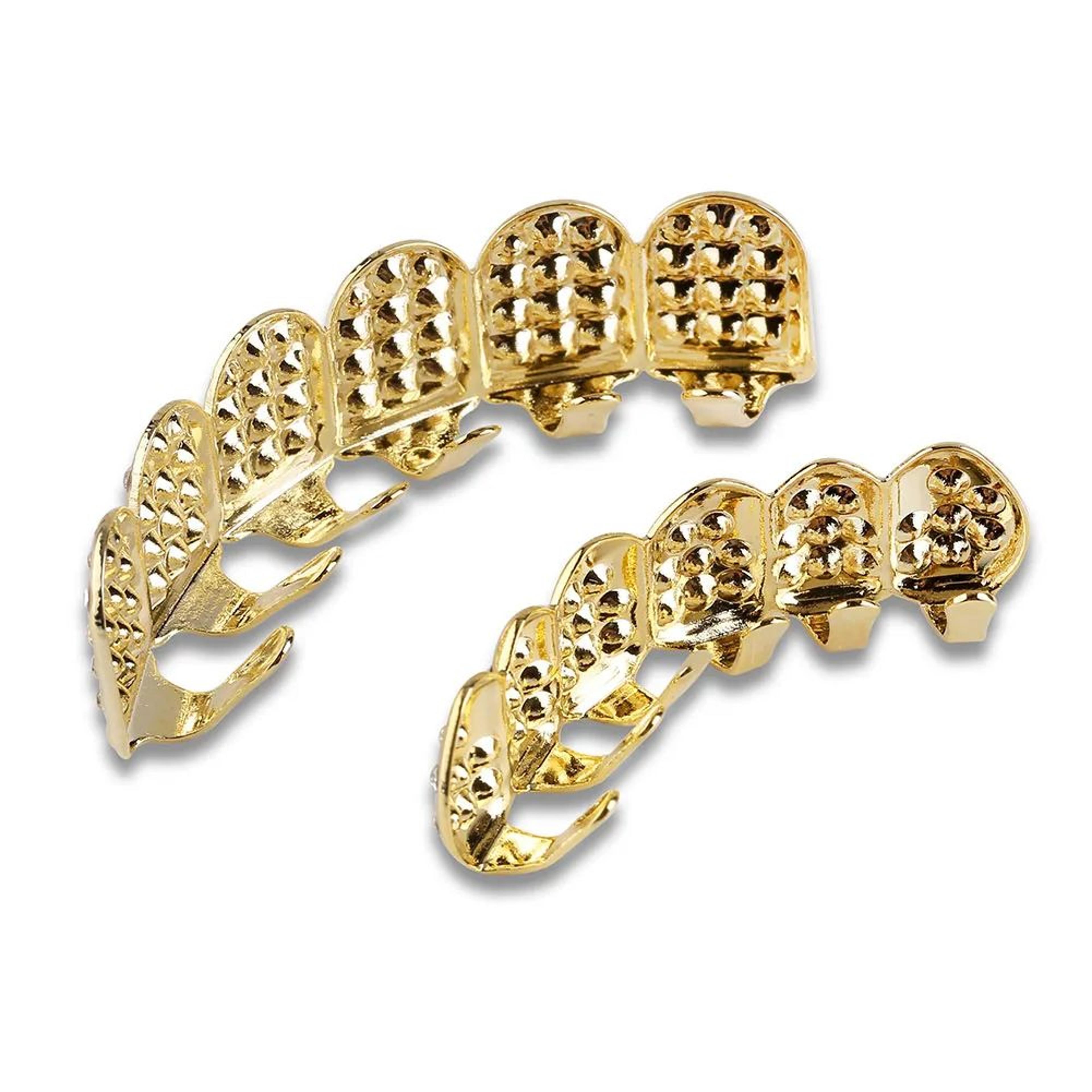 TOPGRILLZ Iced Out Grillz Top And Bottom Set For Men And Women CZ Gold Teeth Grillz In Gold Or Silv 3