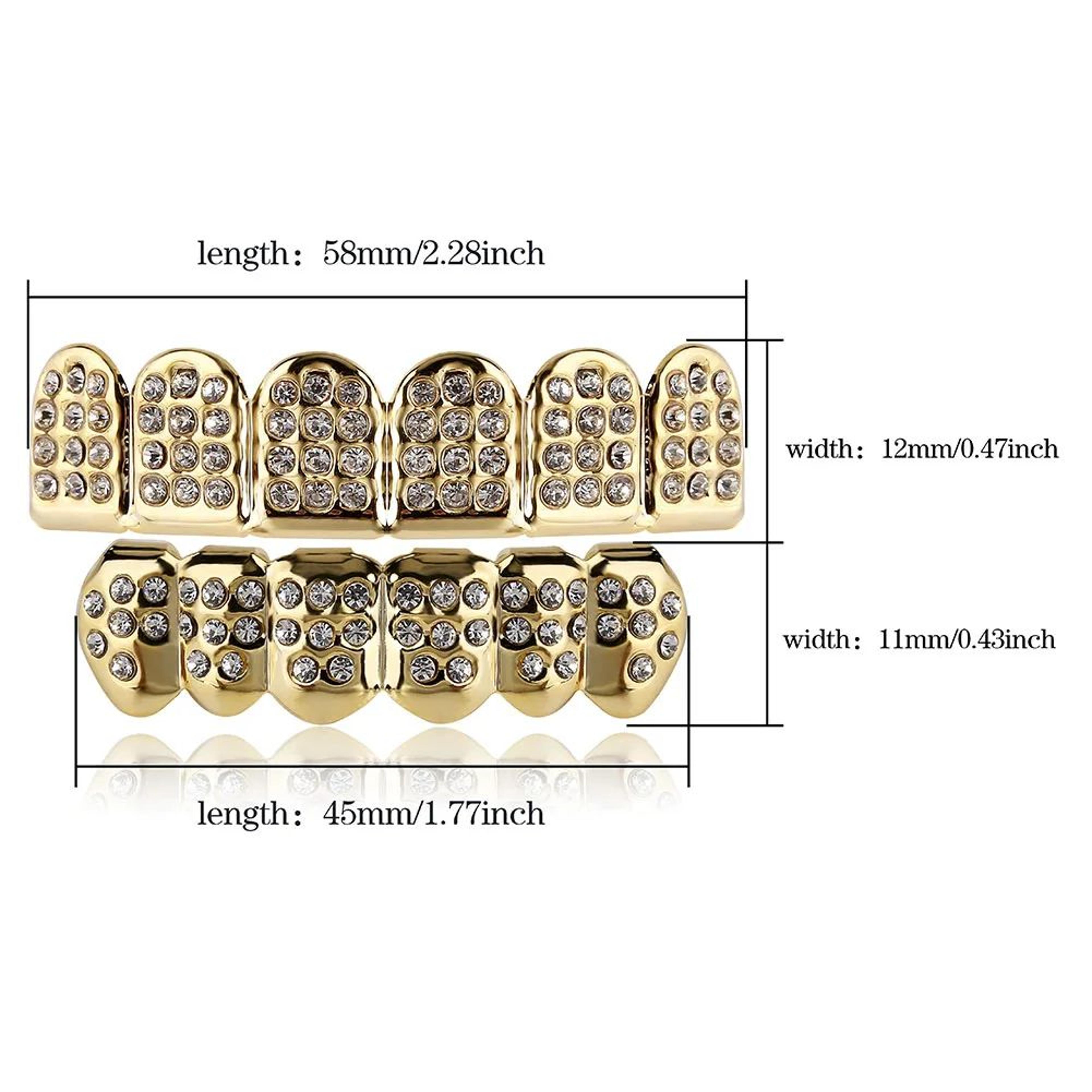TOPGRILLZ Iced Out Grillz Top And Bottom Set For Men And Women CZ Gold Teeth Grillz In Gold Or Silv 5