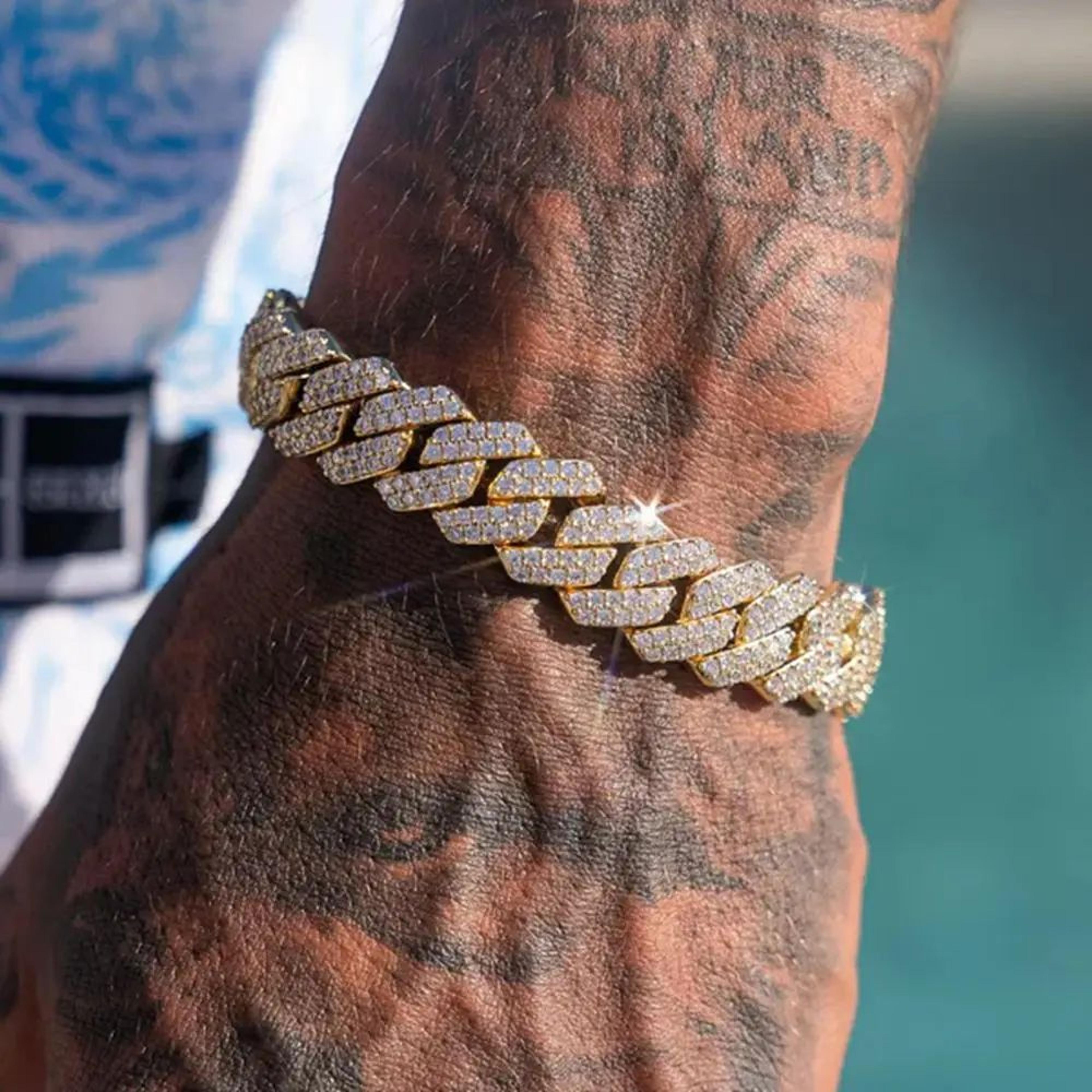 Iced Rhombus Diamond Cuban Link Bracelet For Men  Luxury Hip Hop Chain Wrist Jewelry 2