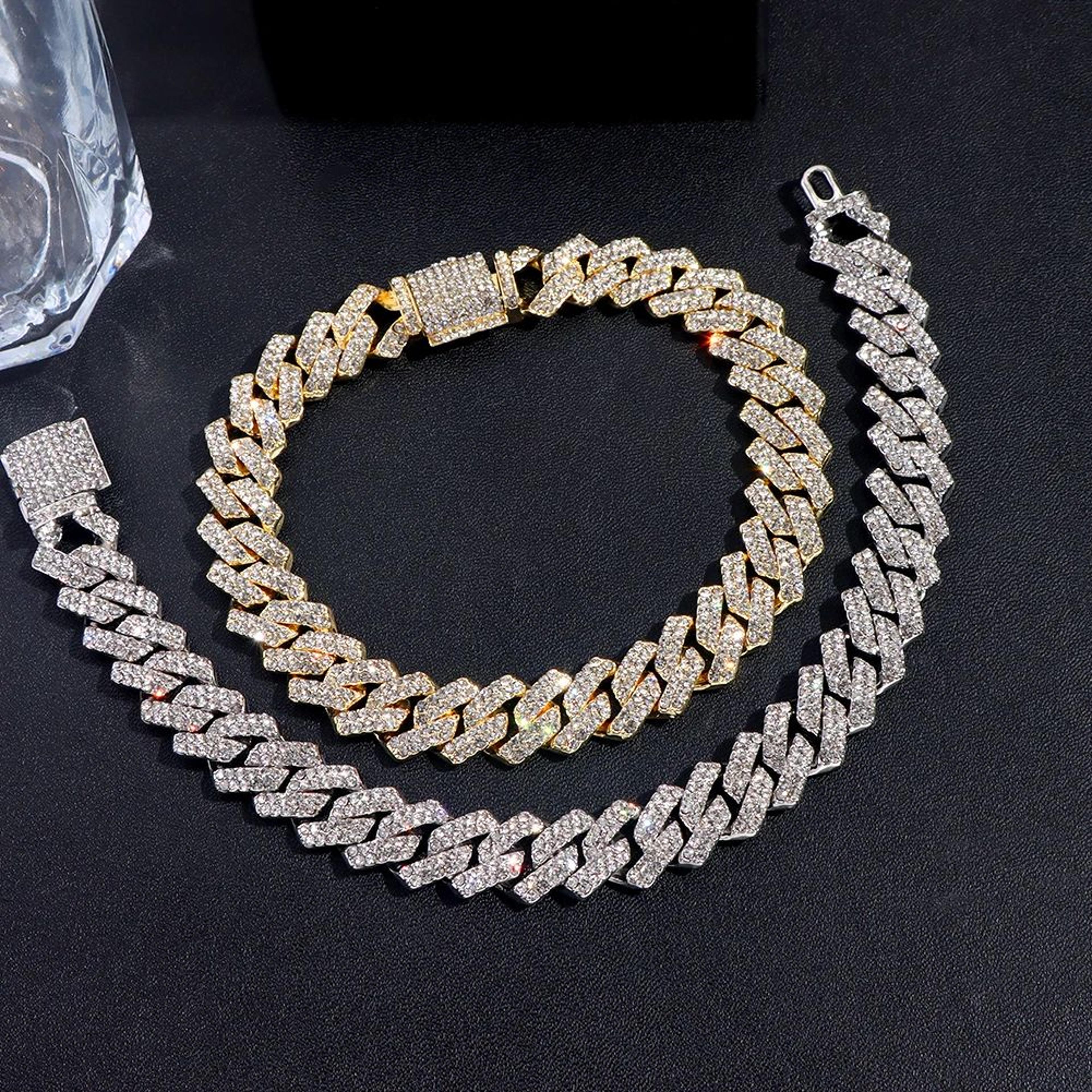 Iced Rhombus Diamond Cuban Link Bracelet For Men  Luxury Hip Hop Chain Wrist Jewelry 4