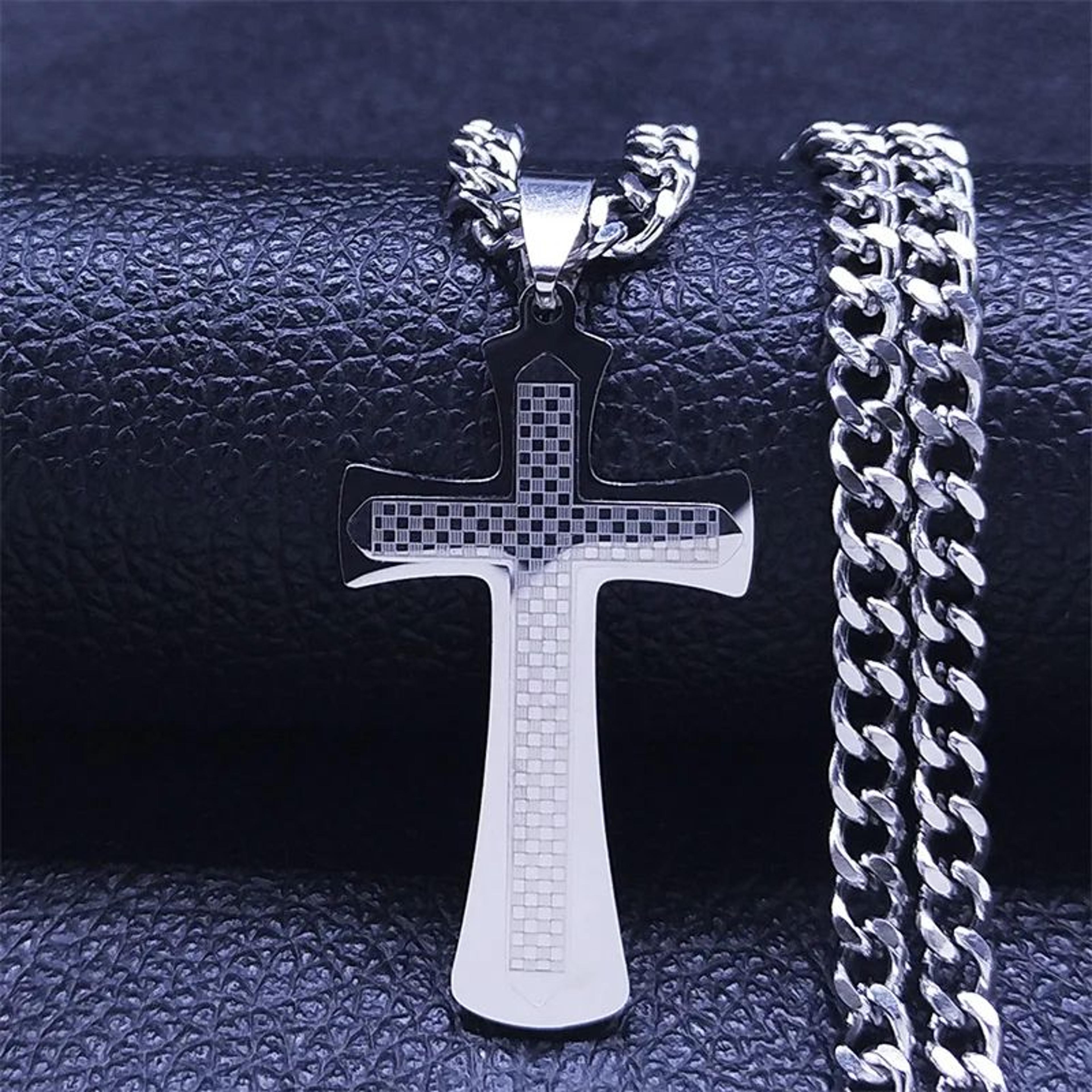 FaithShield GoldPlated Stainless Steel Cross Necklace With Jesus Pendant  Hip Hop Style Jesus Cross 8