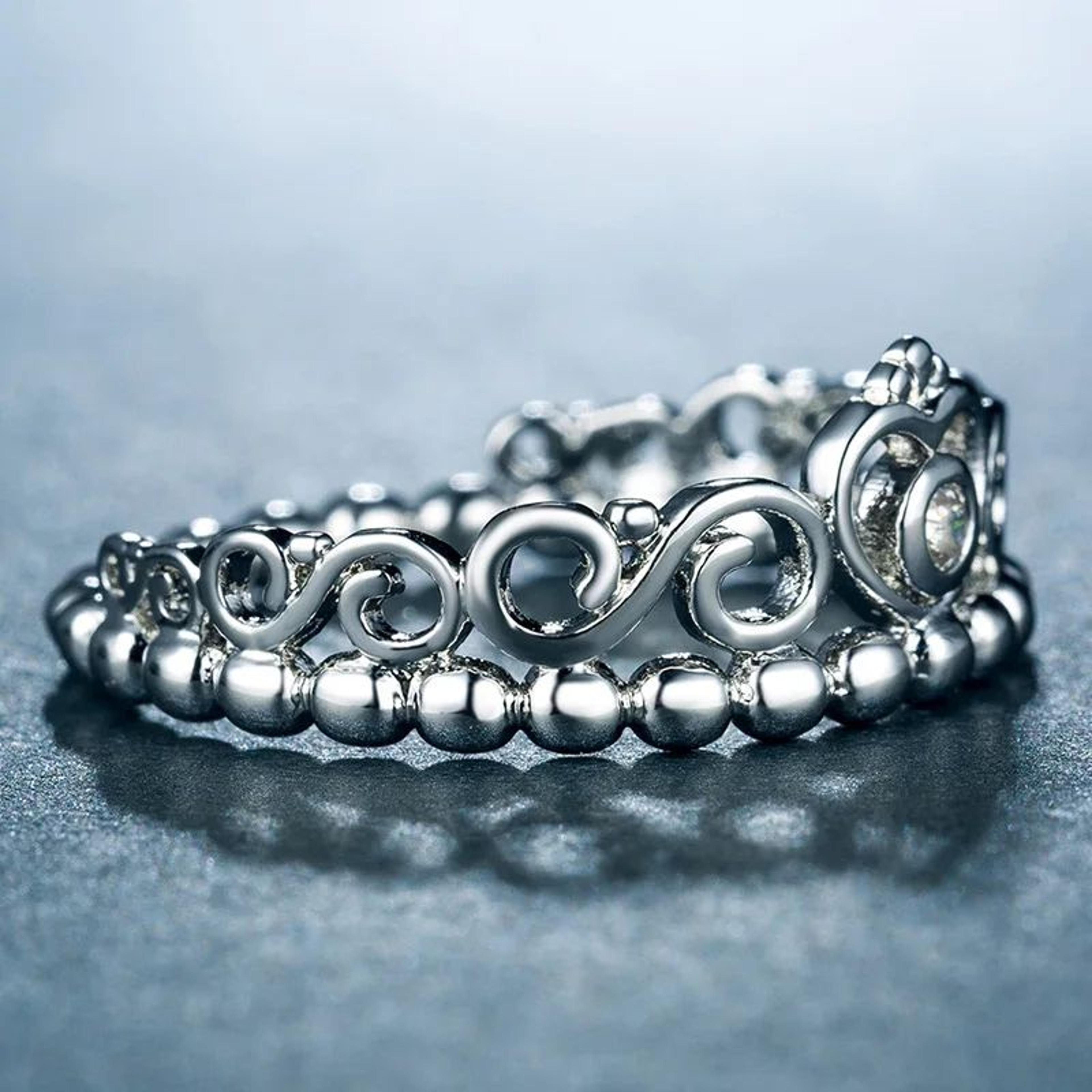 Huitan Crown Ring For Women  Eternity Engagement Ring Wedding Band In Gold Or Silver Tone 3