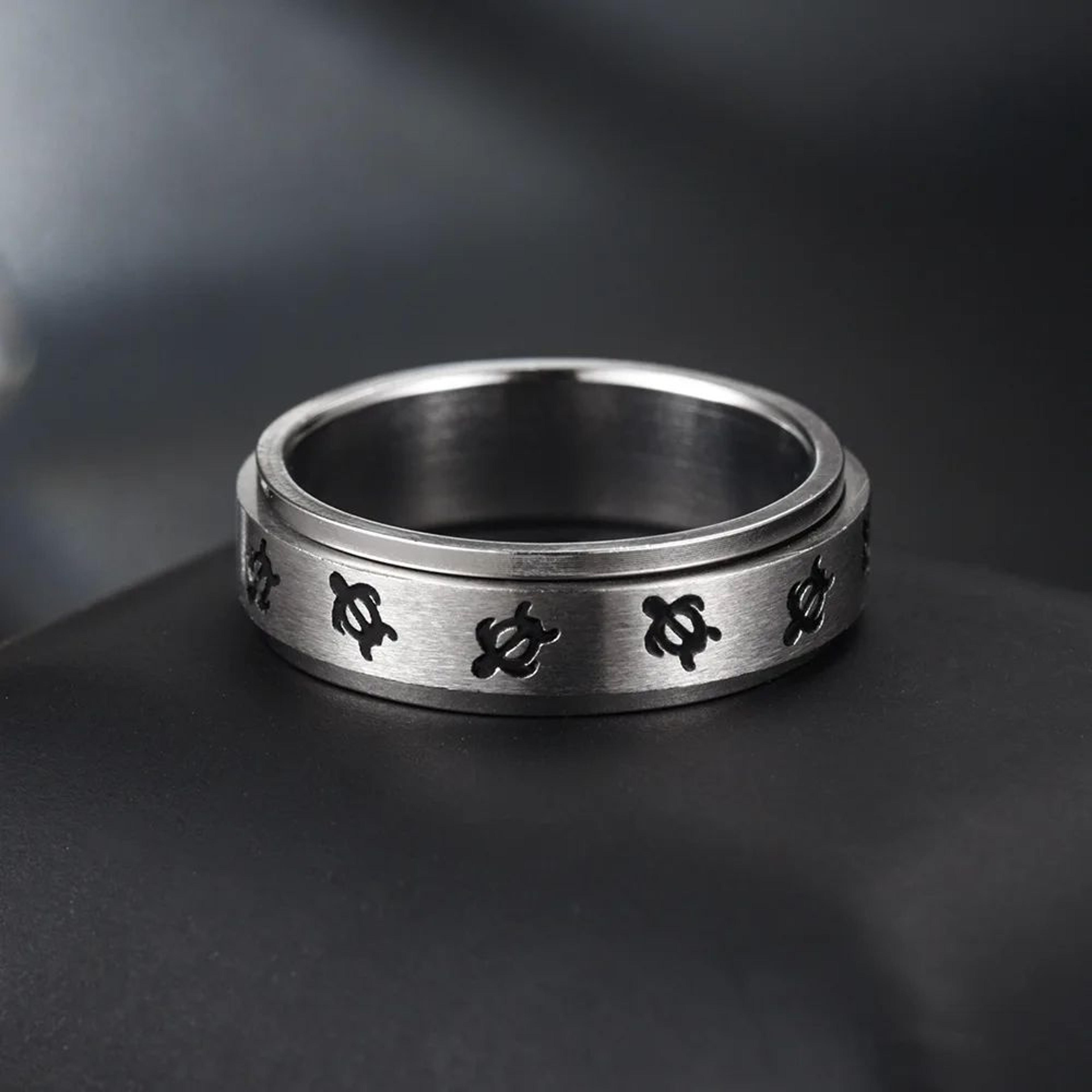Tortoise Spinner Fidget Ring  Stainless Steel Anxiety Relief Ring For Couples 1