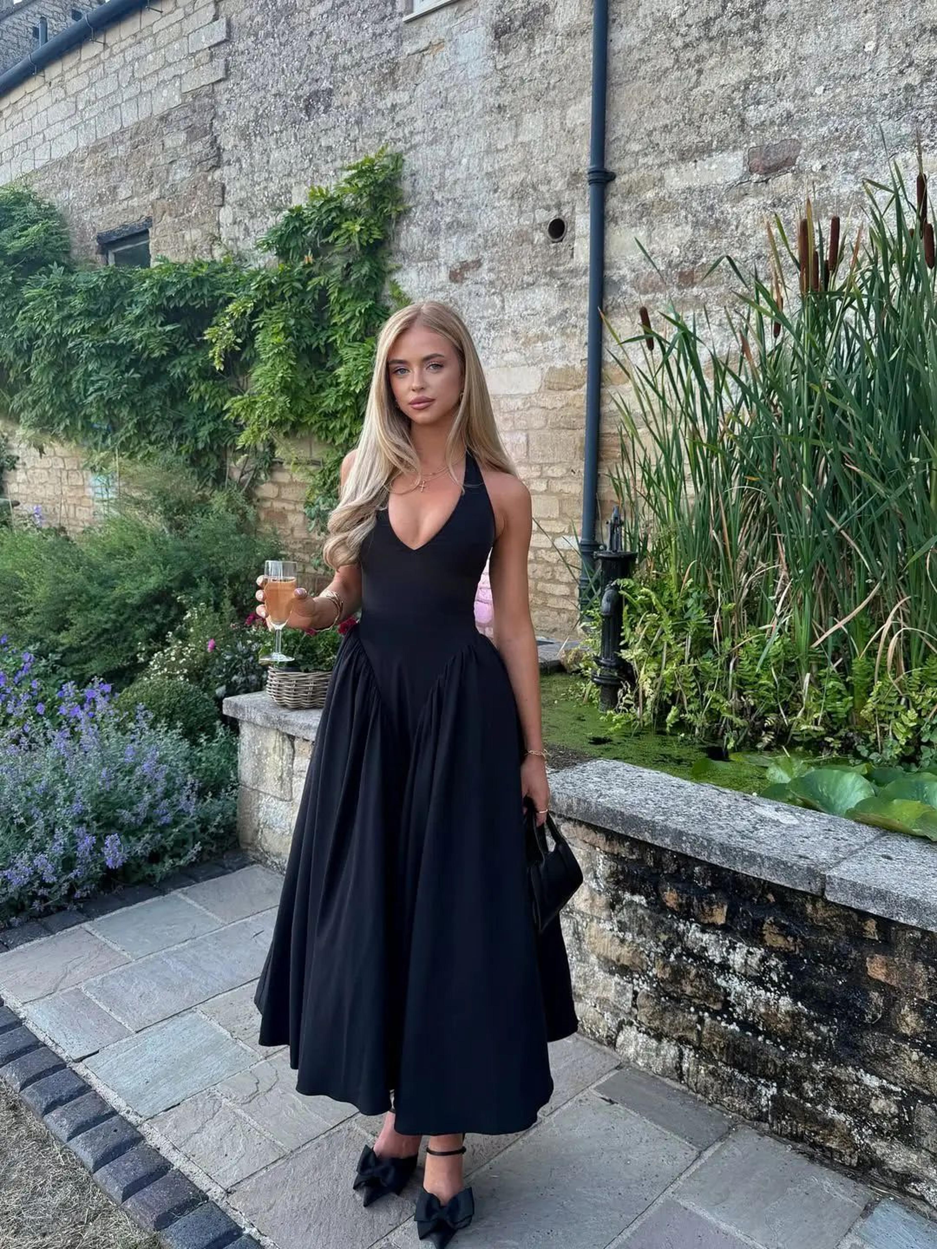 Elegant Backless Halter ALine Midi Dress  Summer Backless Halter Dress For Women 6