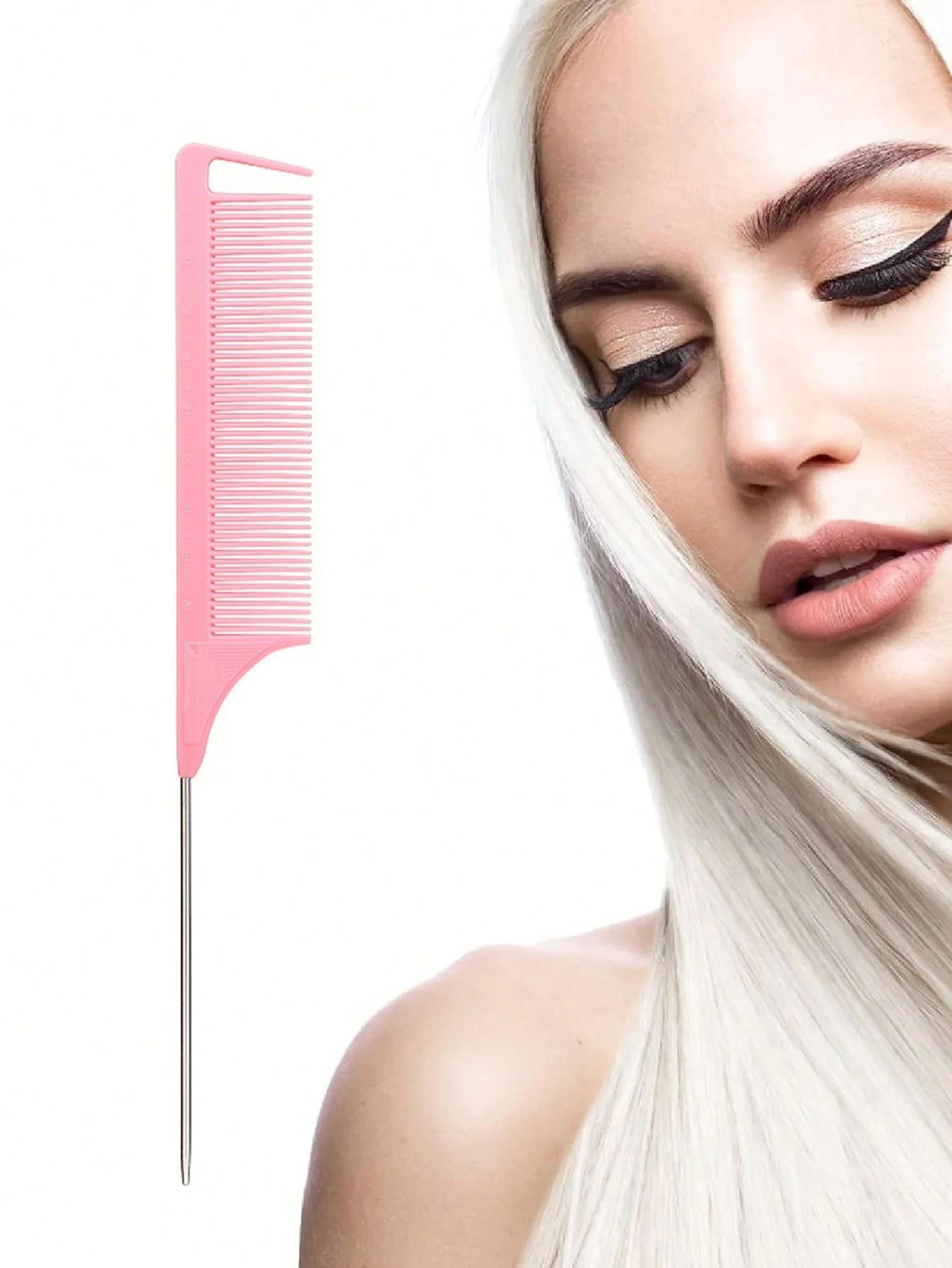Professional Rat Tail Comb With Stainless Steel Tail  Precision Wig Styling Comb For Salon Hair Sec 3