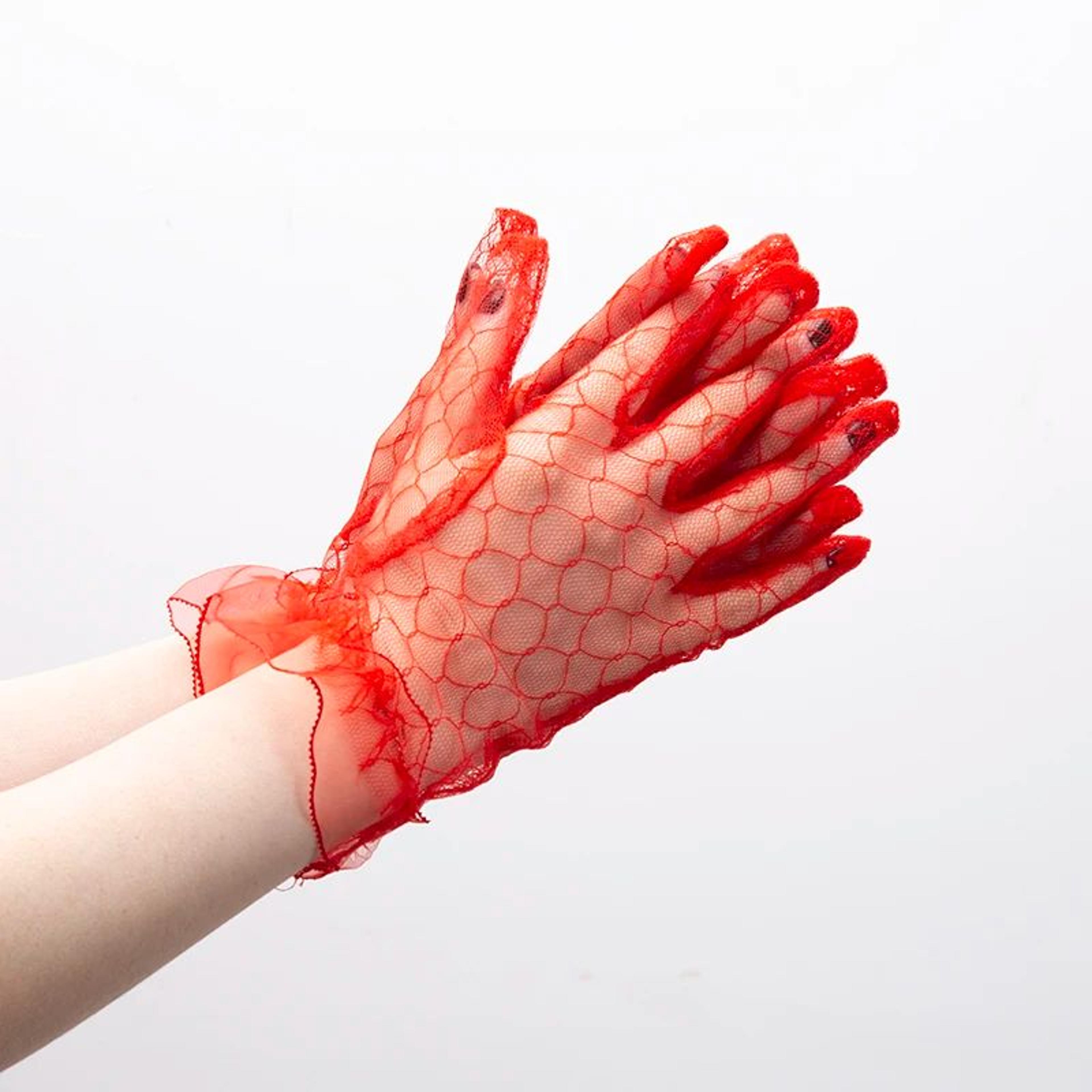 Elegant Sheer Lace Bridal Gloves  Vintage Black Mesh Tulle Short Gloves For Weddings  Evening Parti 2