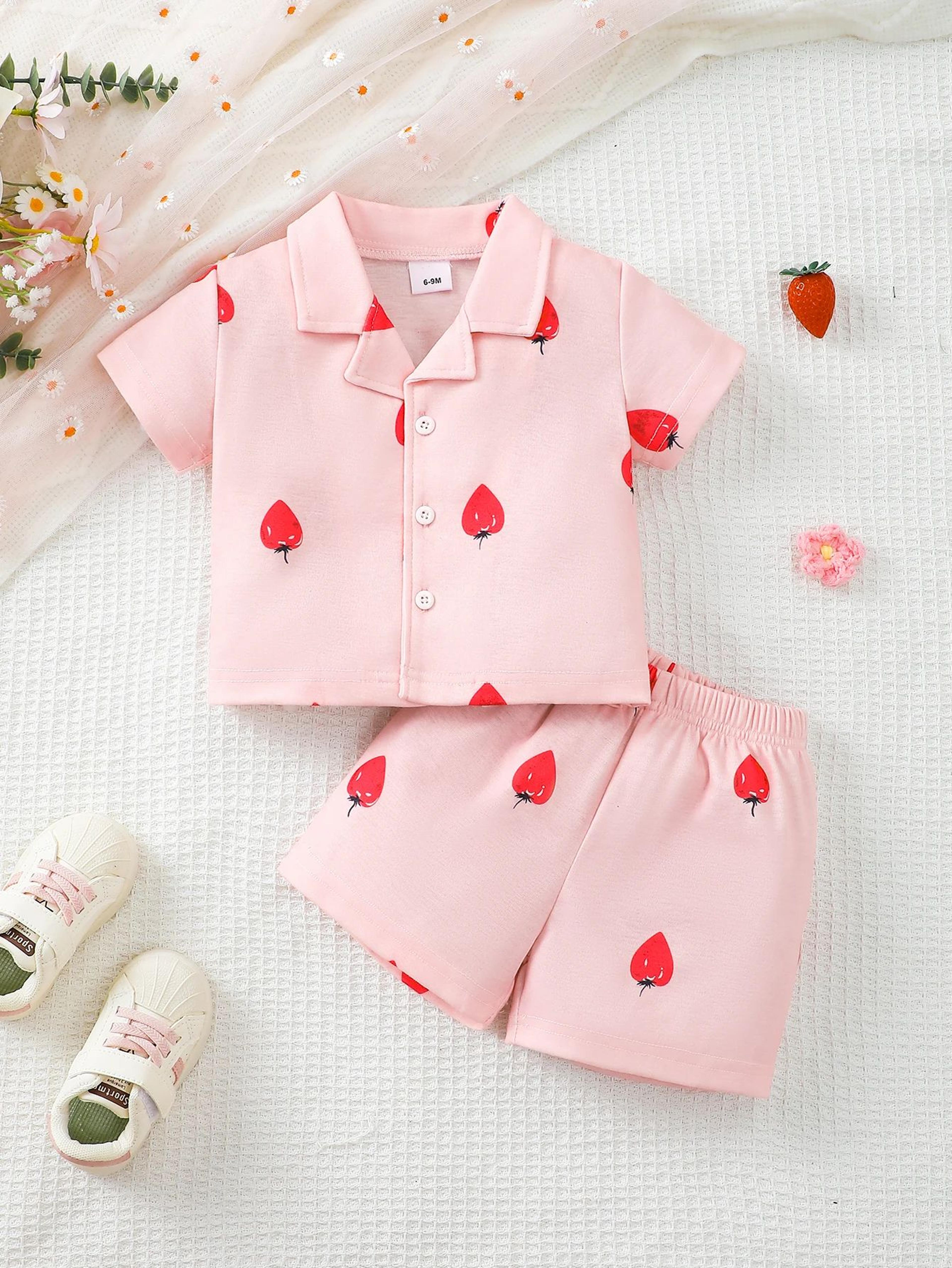 Cartoon Baby Pajama Set  Soft Cotton Toddler Summer Pajamas With Short Sleeve Top  Shorts 03 Years 5