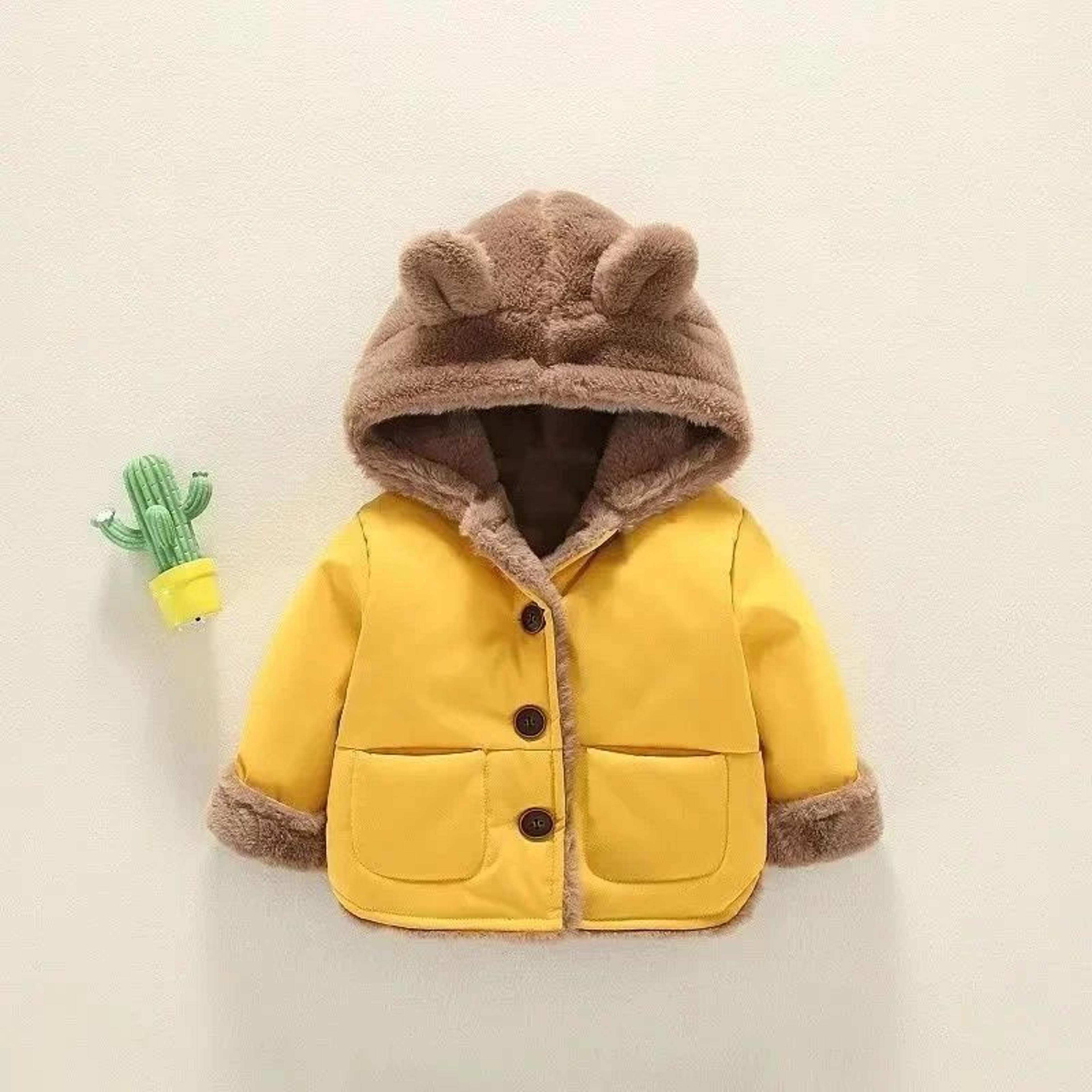 Cartoon Hooded Baby Fleece Jacket  Cozy VelvetLined Toddler Winter Coat For Infants  Toddlers 3