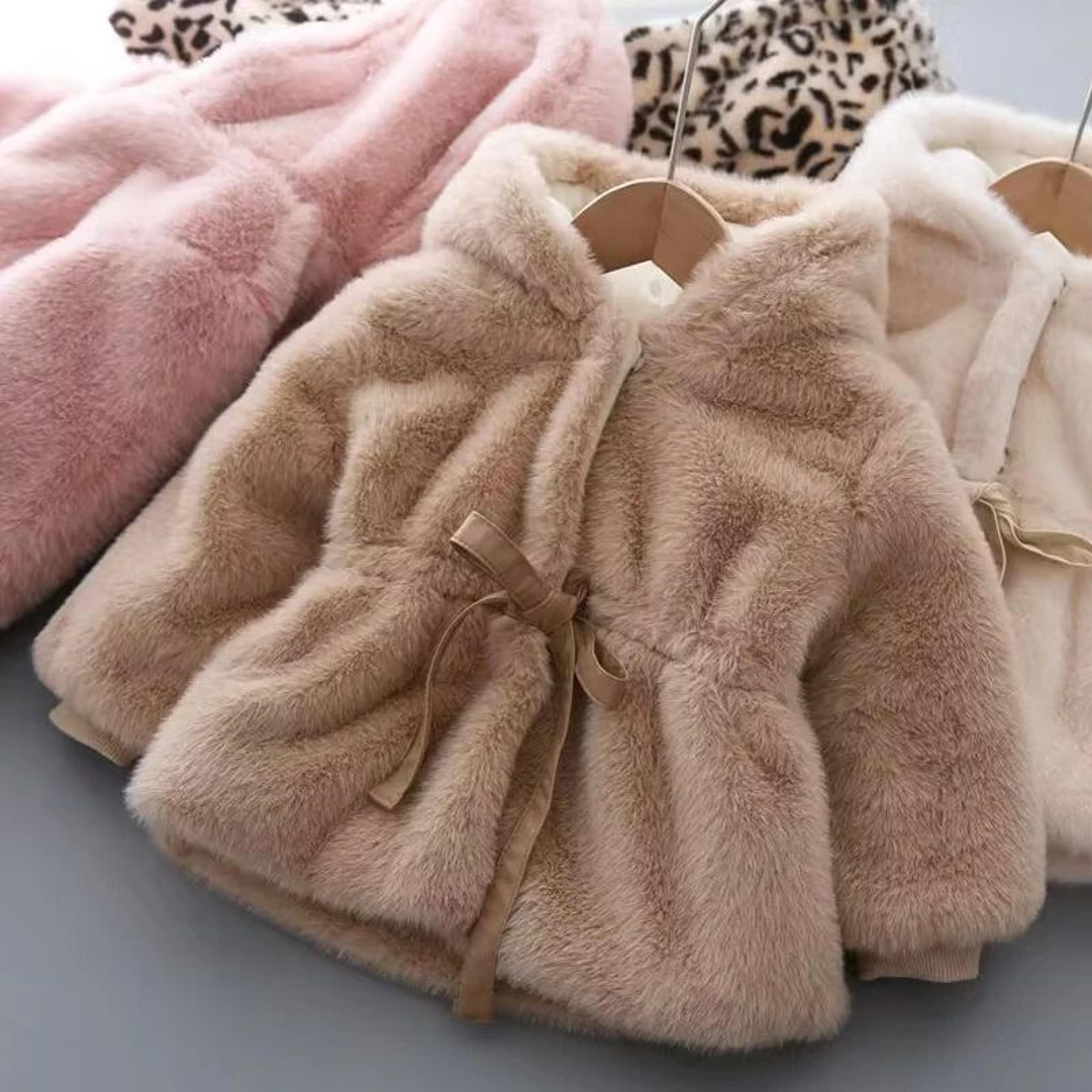 LuxeWarm Girls Winter Coat  Plush Kids Fur Hooded Jacket With Thick Padded Warmth 2