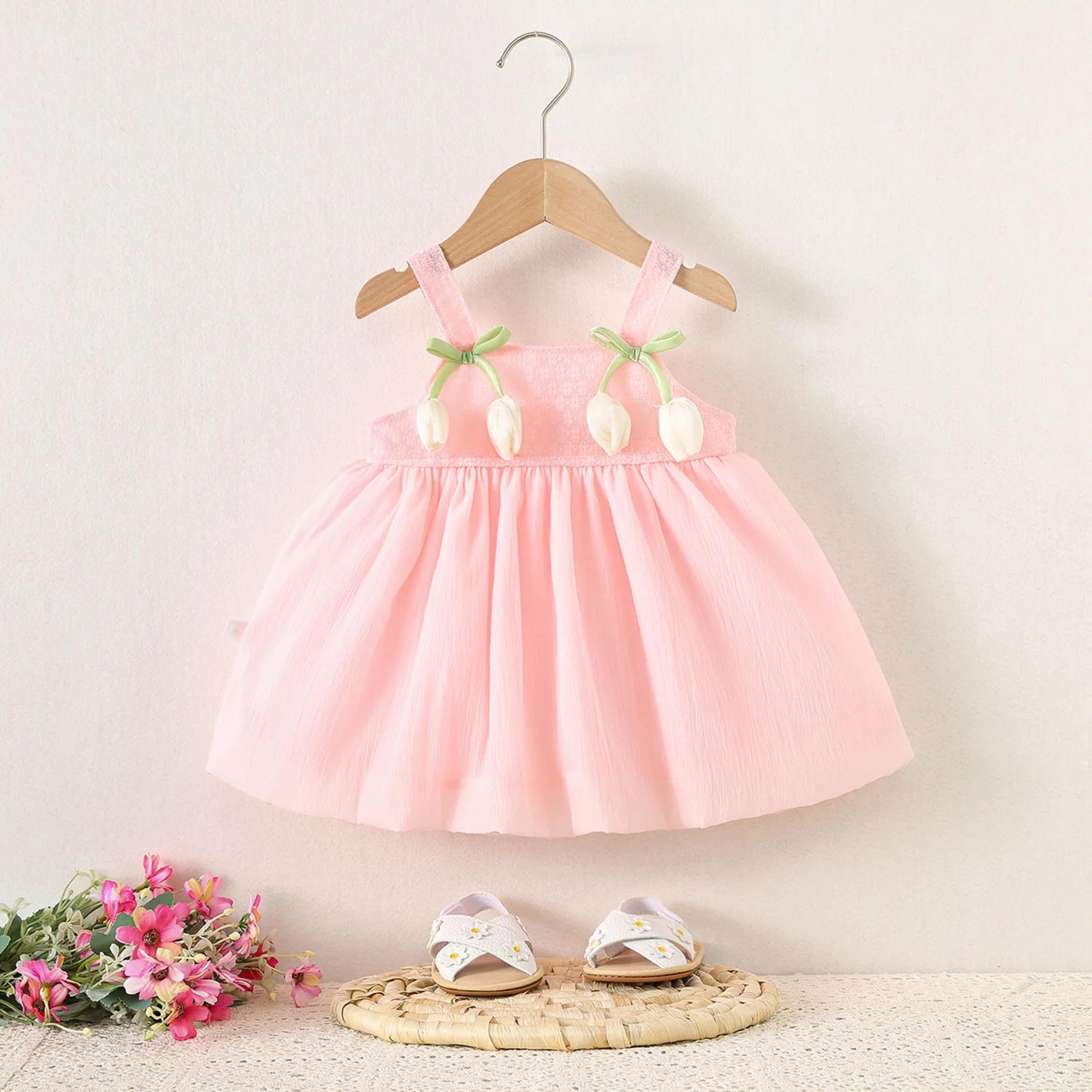 Tulip Mesh Baby Girl Summer Dress  Toddler Princess Flower Girl Party Dress 2