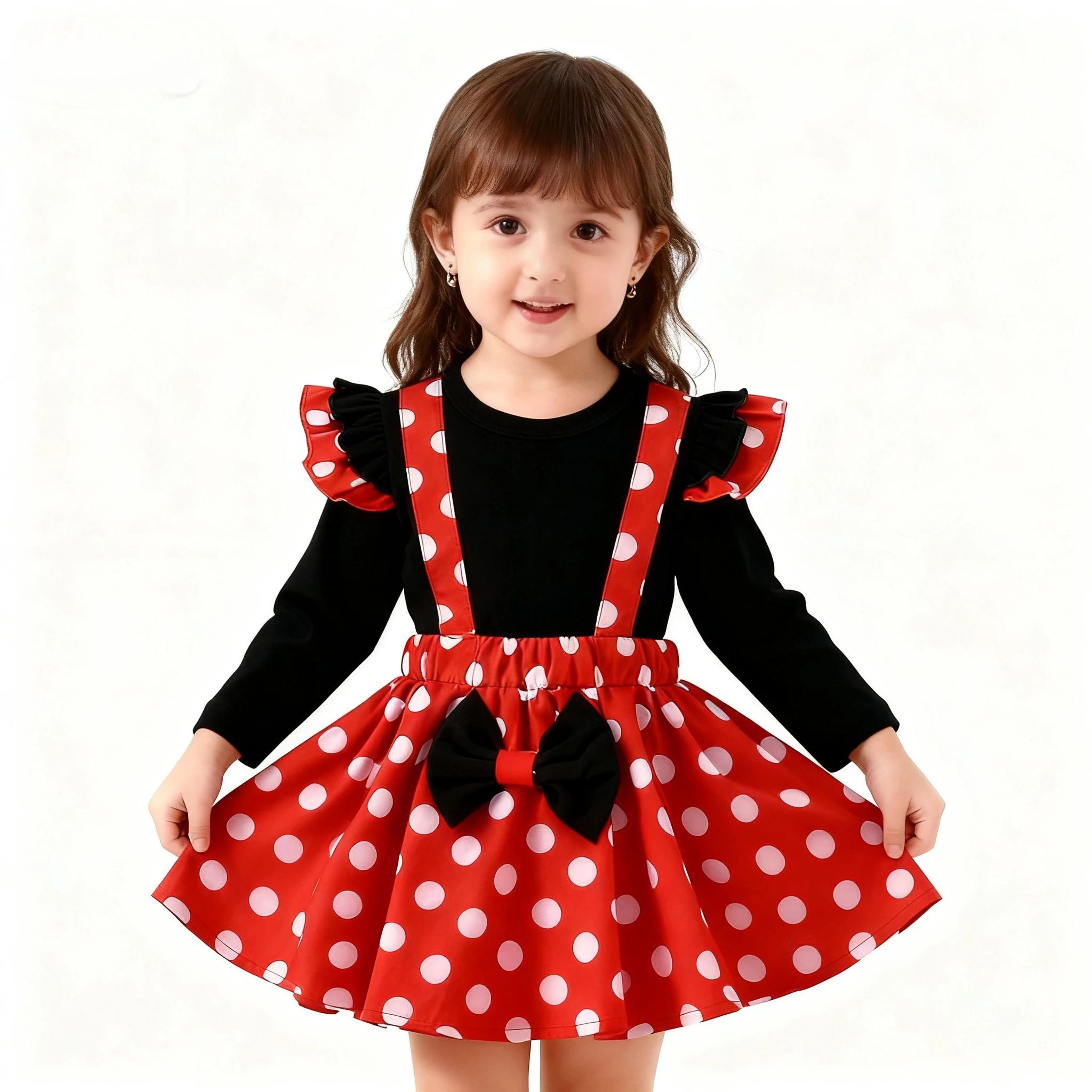 minnie-inspired polka dot toddler outfit set with headband – cute minnie toddler outfit for birthdays & dress-up