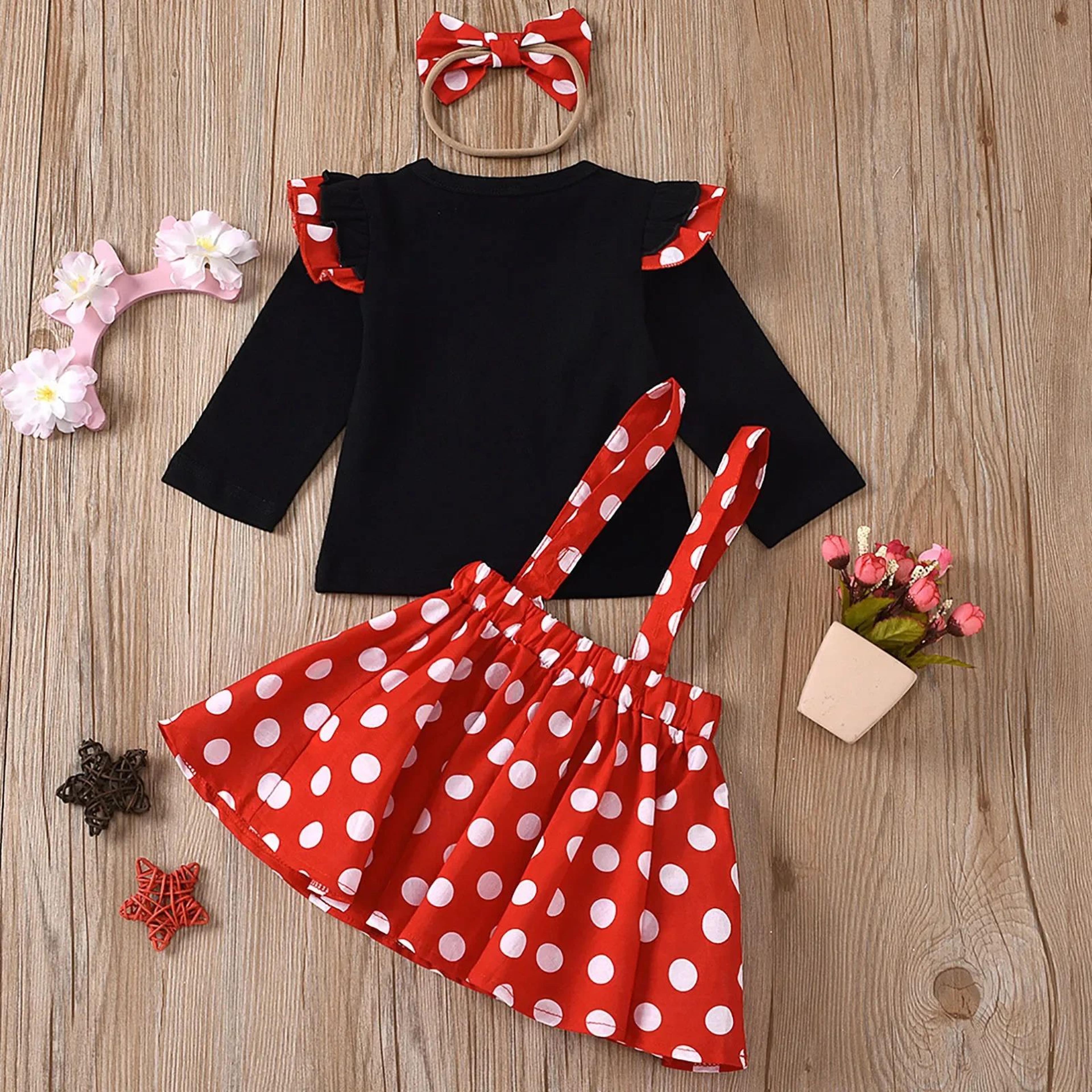 MinnieInspired Polka Dot Toddler Outfit Set With Headband  Cute Minnie Toddler Outfit For Birthdays 3