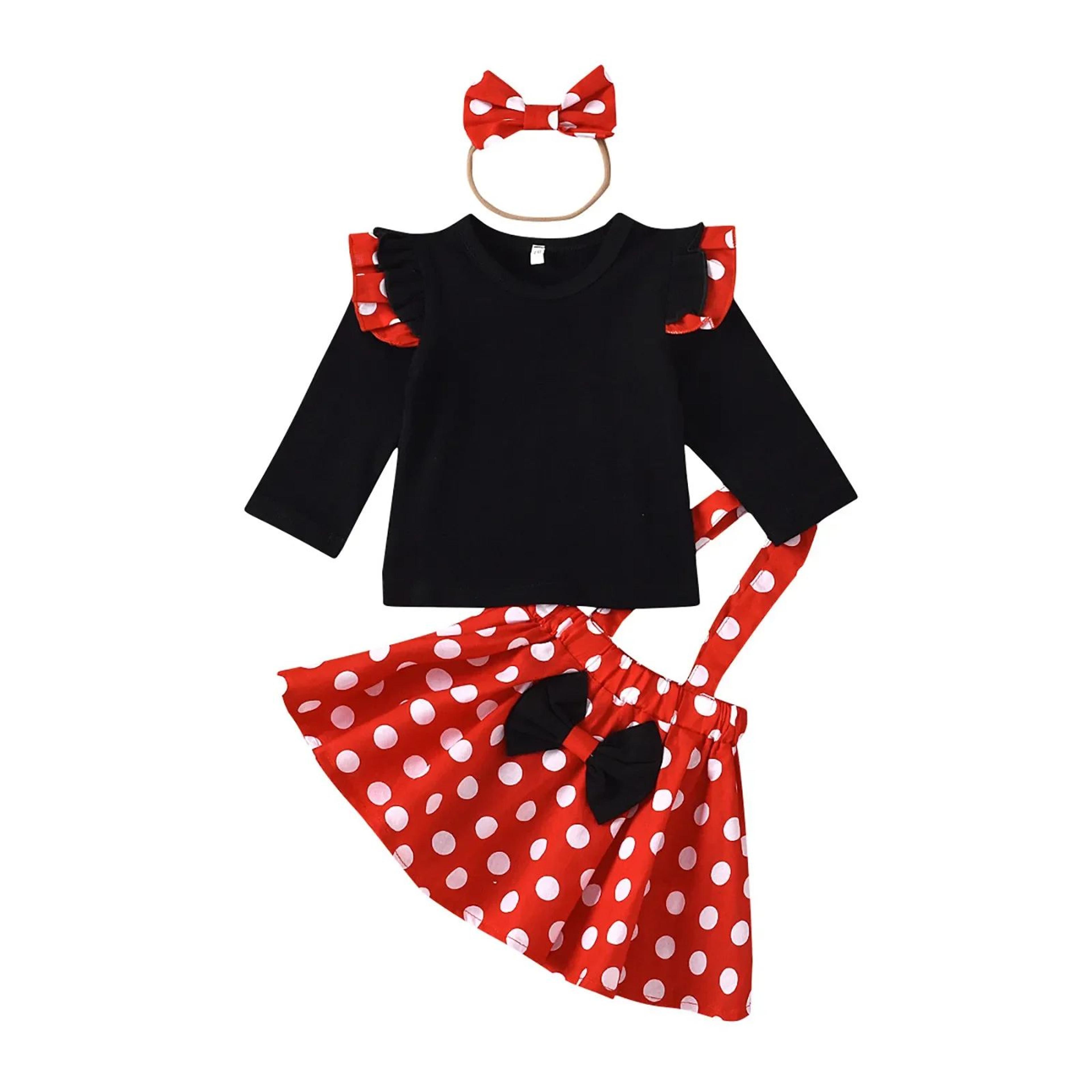 MinnieInspired Polka Dot Toddler Outfit Set With Headband  Cute Minnie Toddler Outfit For Birthdays 5