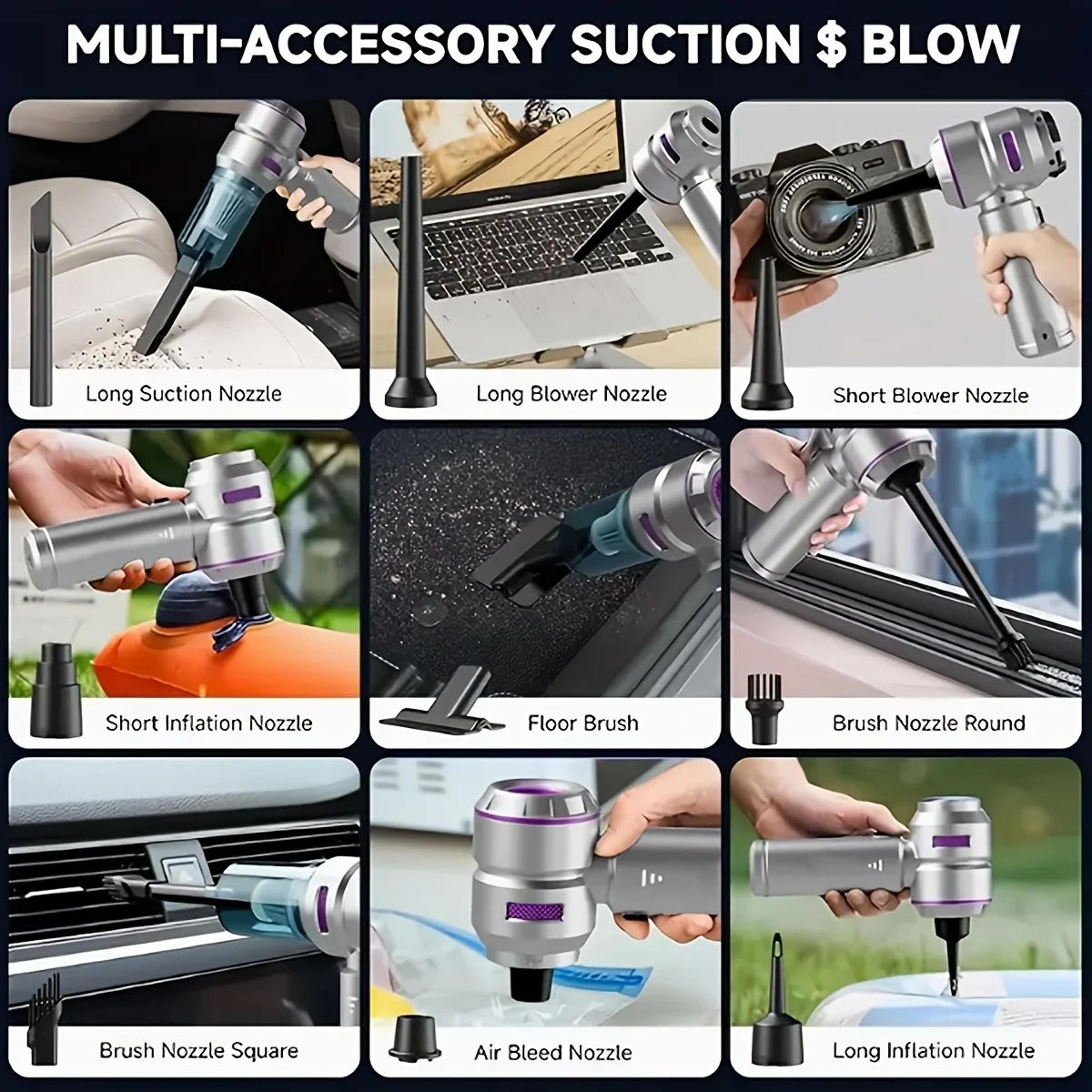 6in1 Cordless Car Vacuum Cleaner  Air Duster  Portable Mini Handheld Cleaner 5