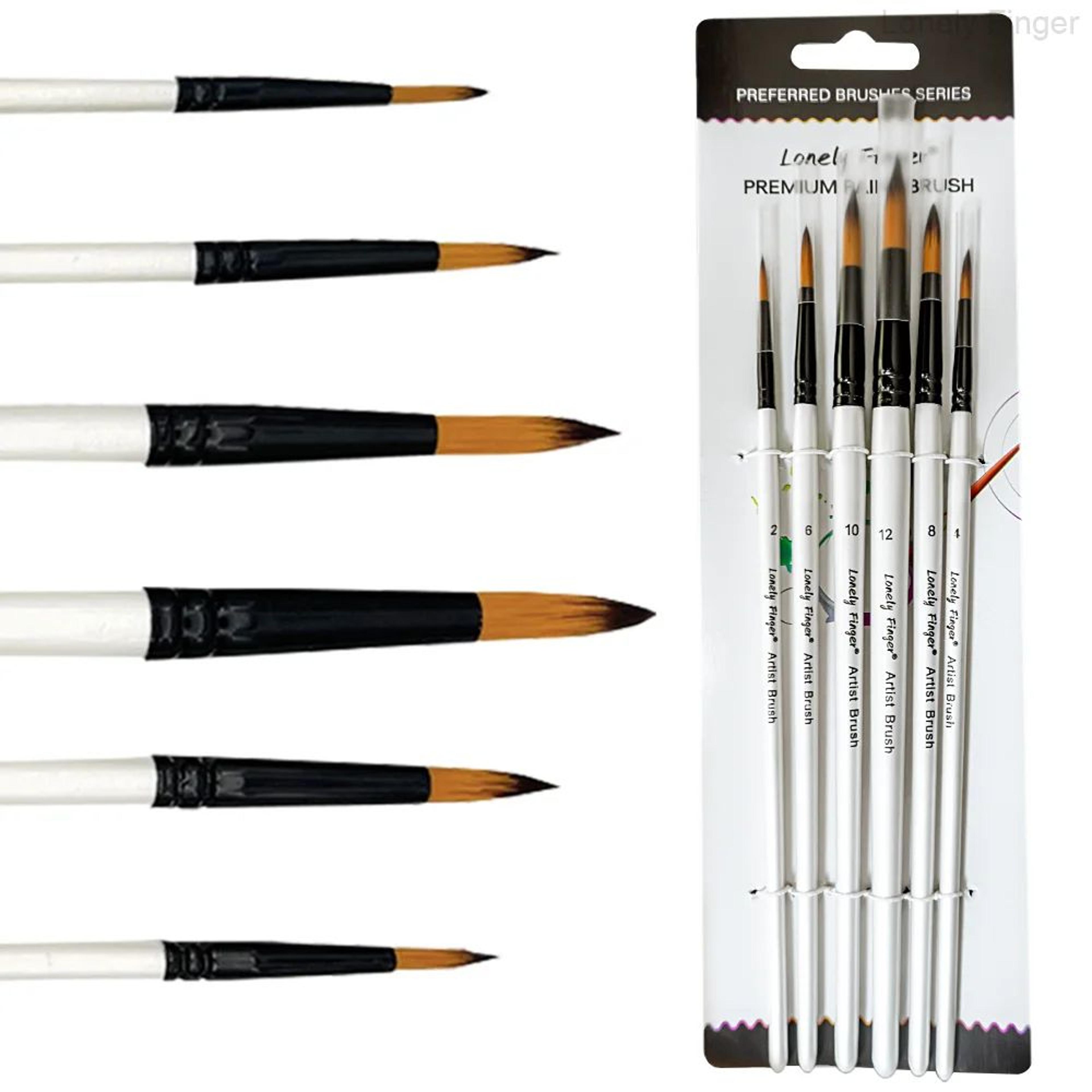 Precision Control Paint Brush Set  6pc Nylon Flat Artist Paint Brushes For Watercolor Acrylic  Oil  10
