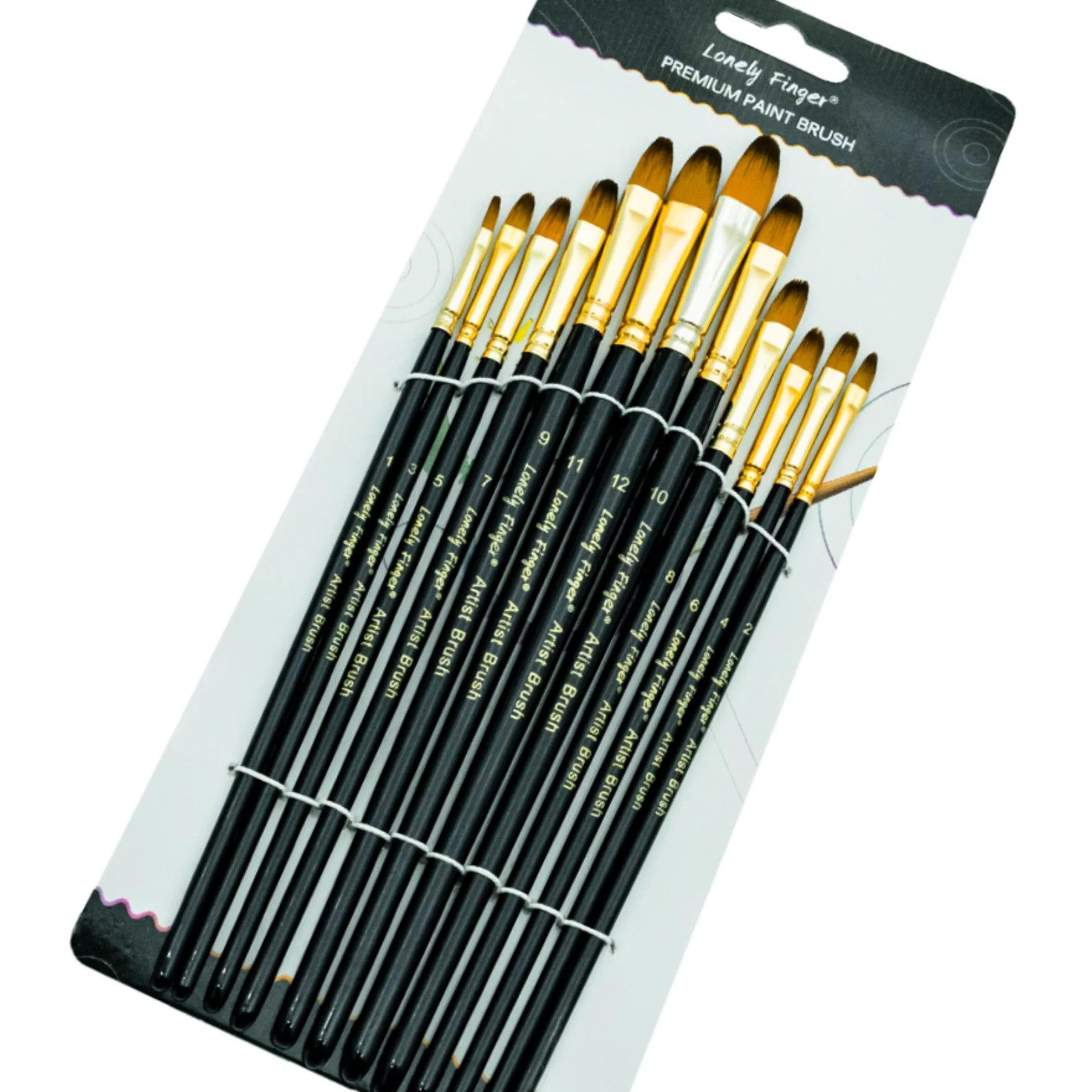Precision 12Piece Acrylic Paint Brushes Set  Professional Flat Paint Brushes With Nylon Bristles Fo 6
