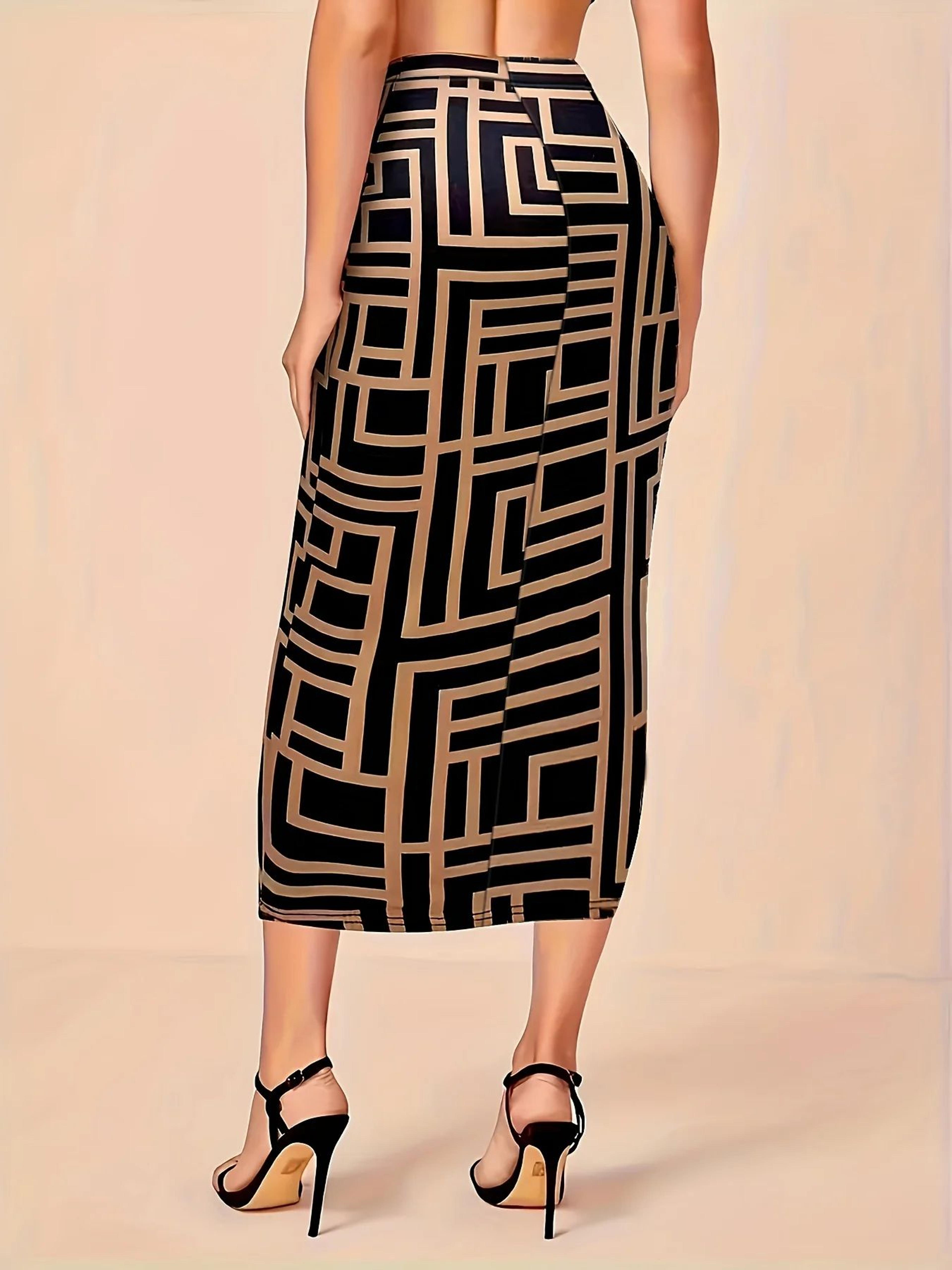 Elegant Breeze Plus Size Slit Midi Skirt For Women 2