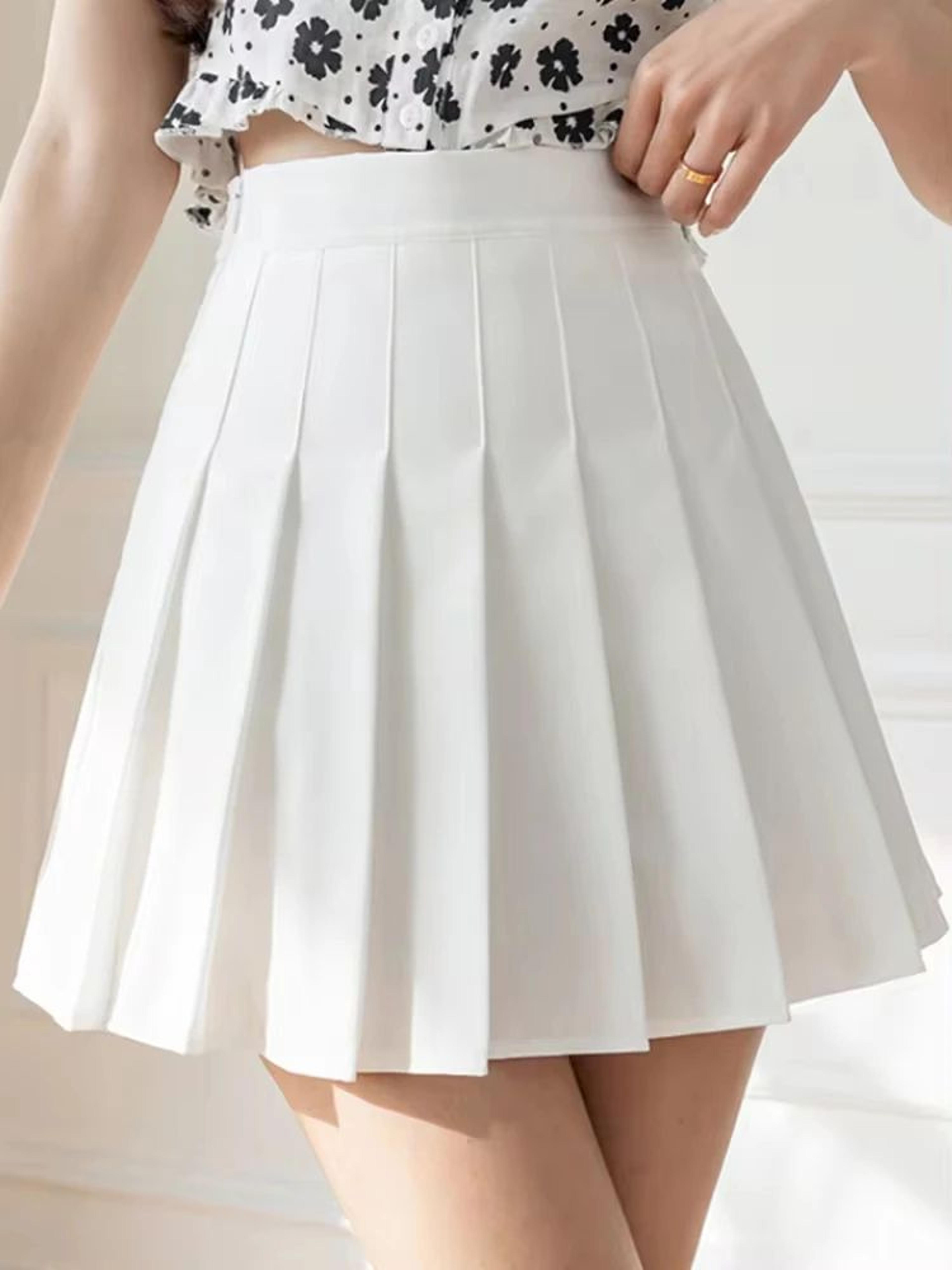 Classic High Waist Pleated Mini Skirt  ALine JK Style Summer Skirt For Women 1