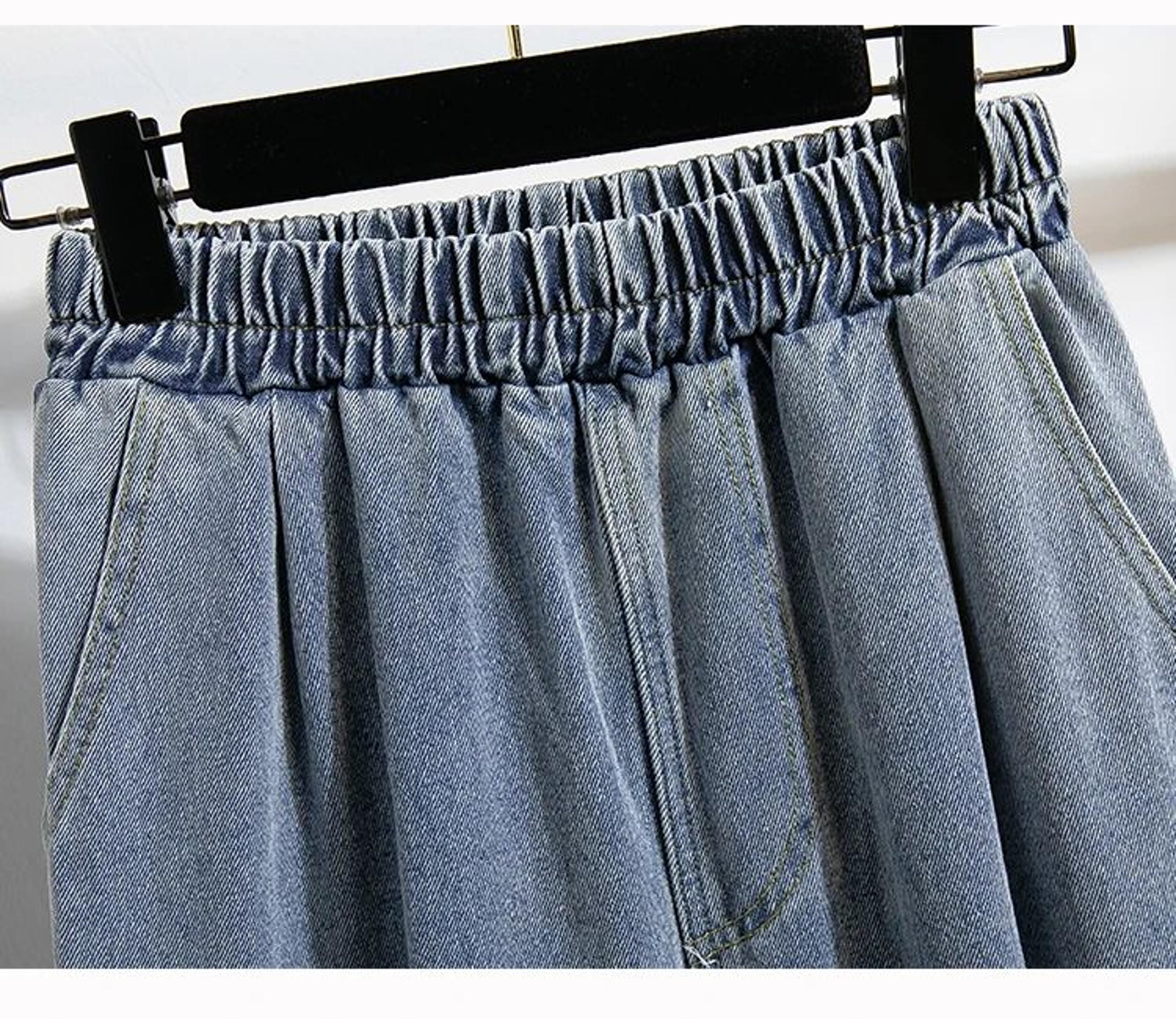 CurveEase Plus Size Harem Jeans  High Elastic Waist Womens Stretch Denim Pants Korean Style 5