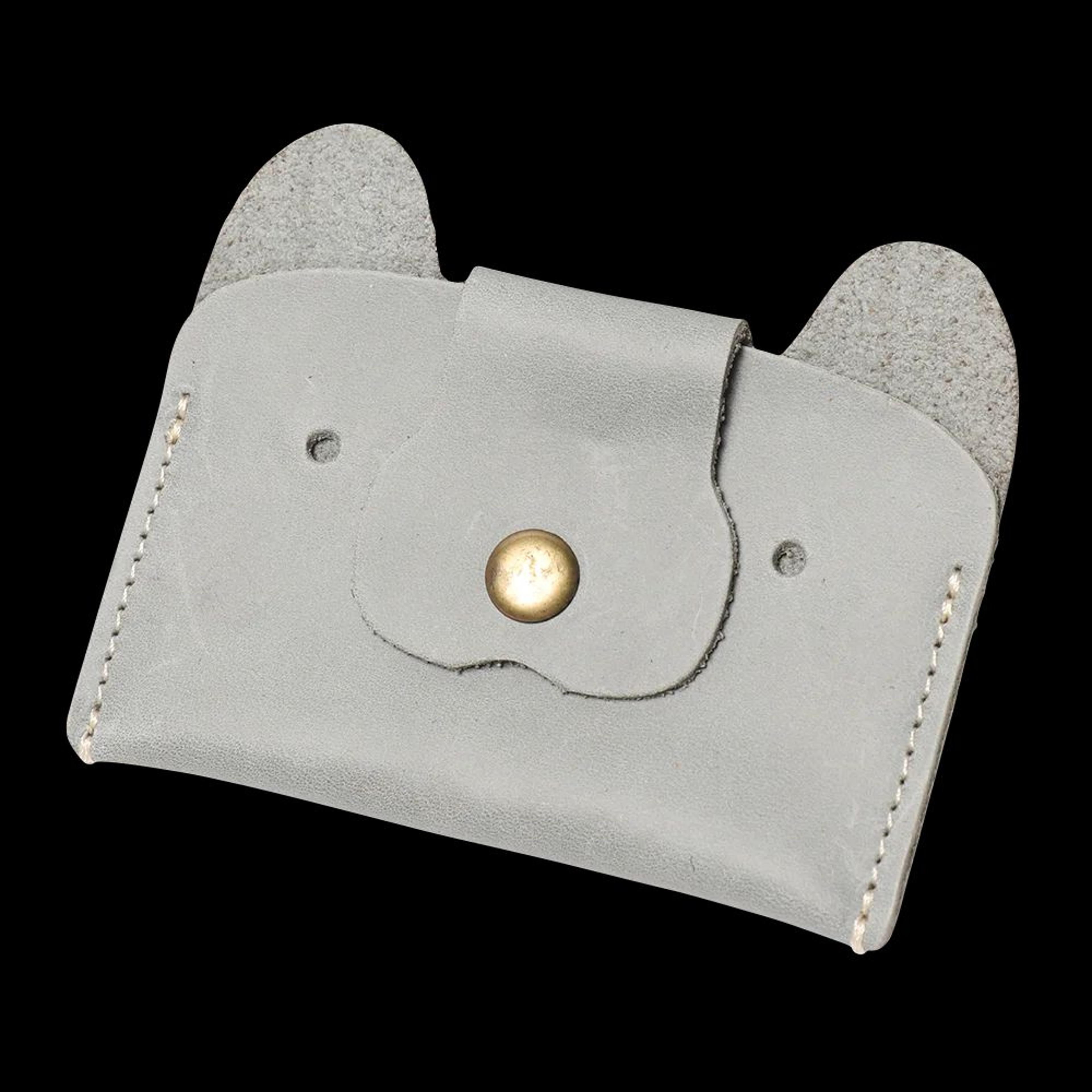 Top Grain Leather Puppy Wallet Card Holder For ID And Cash 10