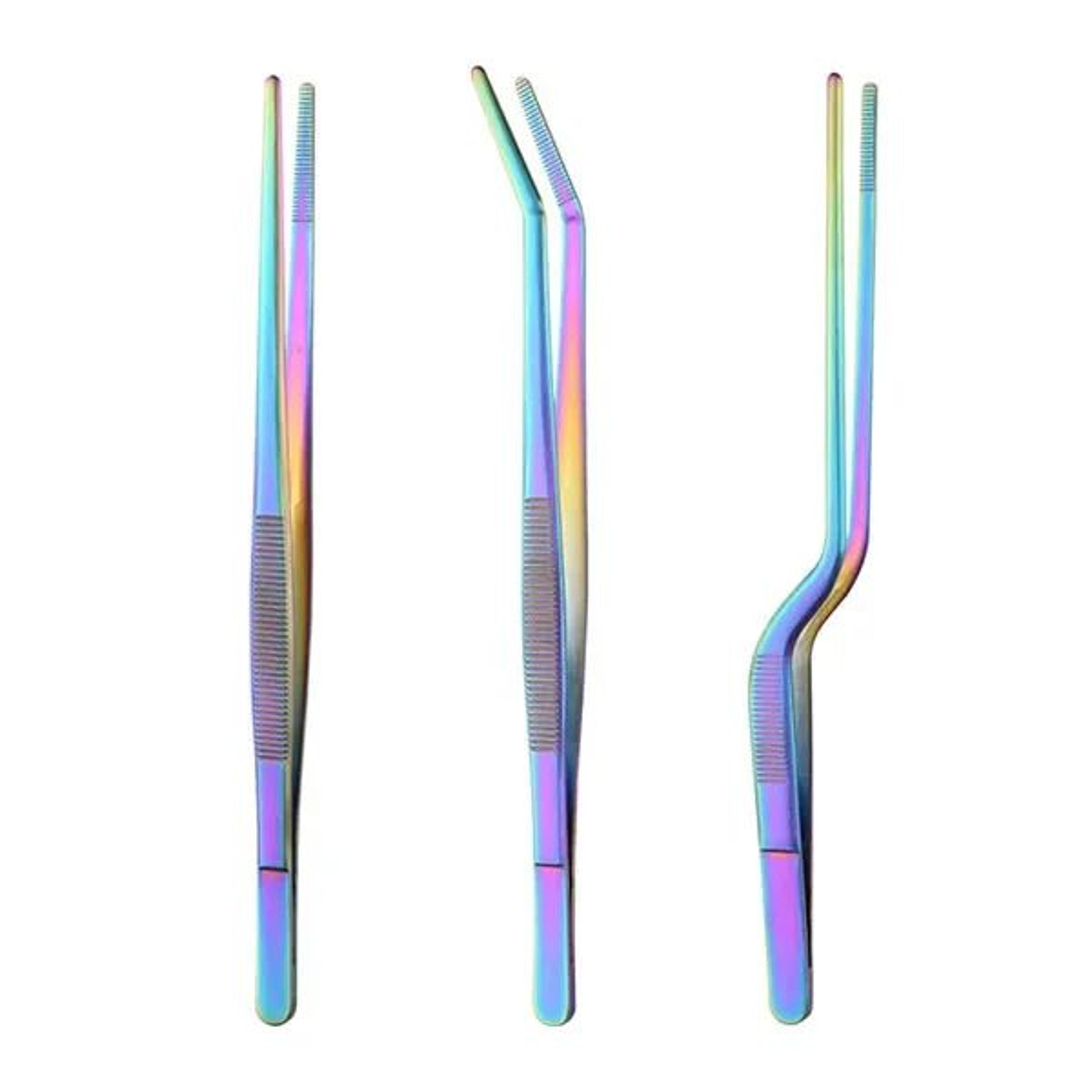 PrecisionGrip Cooking Tweezers Set  3Piece Stainless Steel Chef Tweezers For BBQ Plating  Food Styl 5