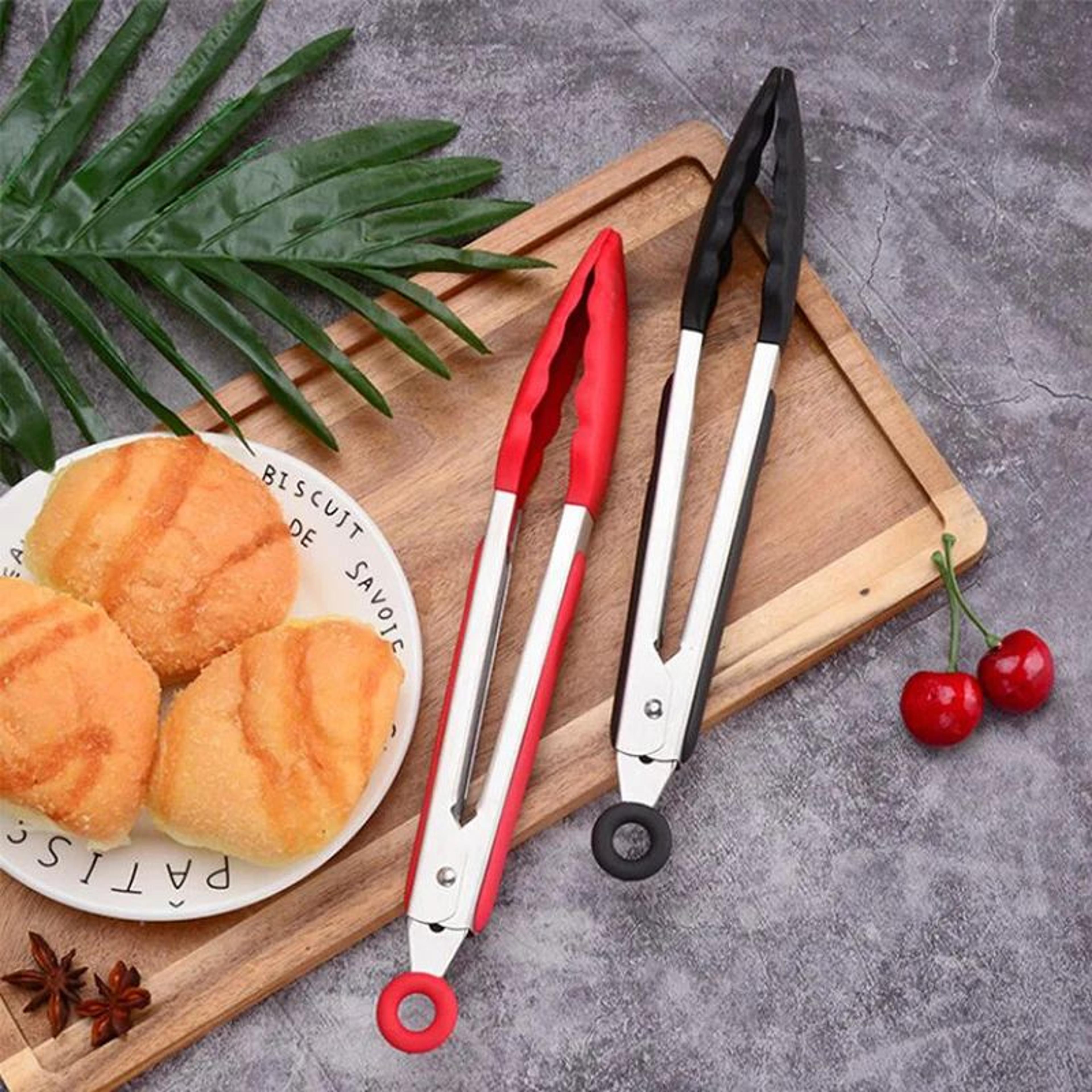 HeatResistant Silicone Kitchen Tongs  NonSlip BBQ Grill  Salad Serving Tongs 3
