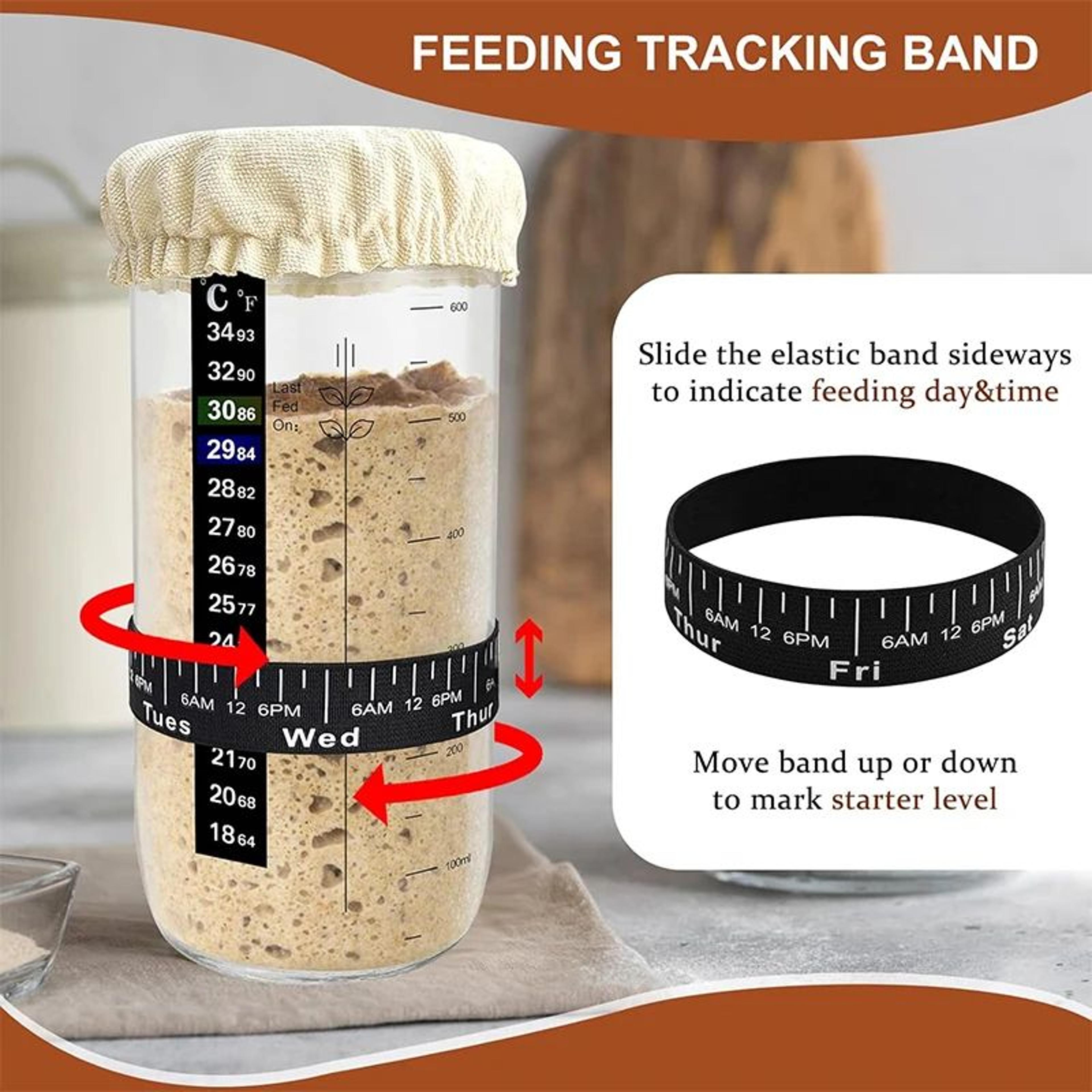 Premium Sourdough Starter Jar Kit With Feeding Tracker Band  Thermometer 3