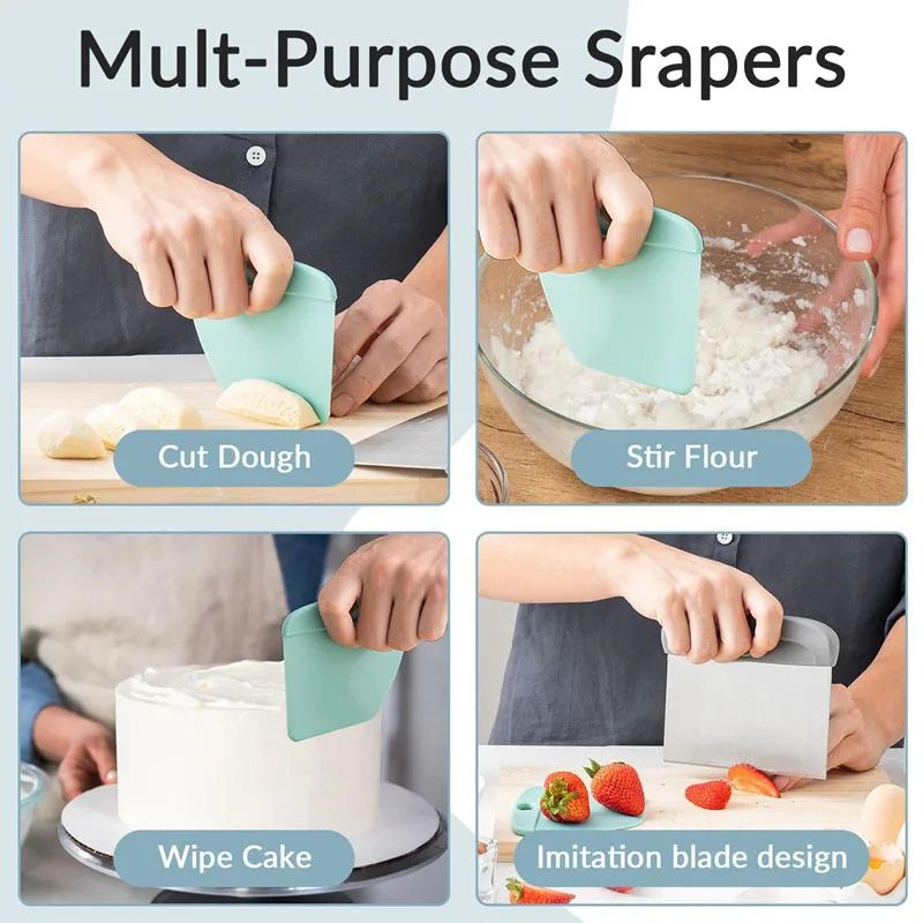 2in1 Stainless Steel Dough Scraper  Pastry Scraper Set For Effortless Baking 3