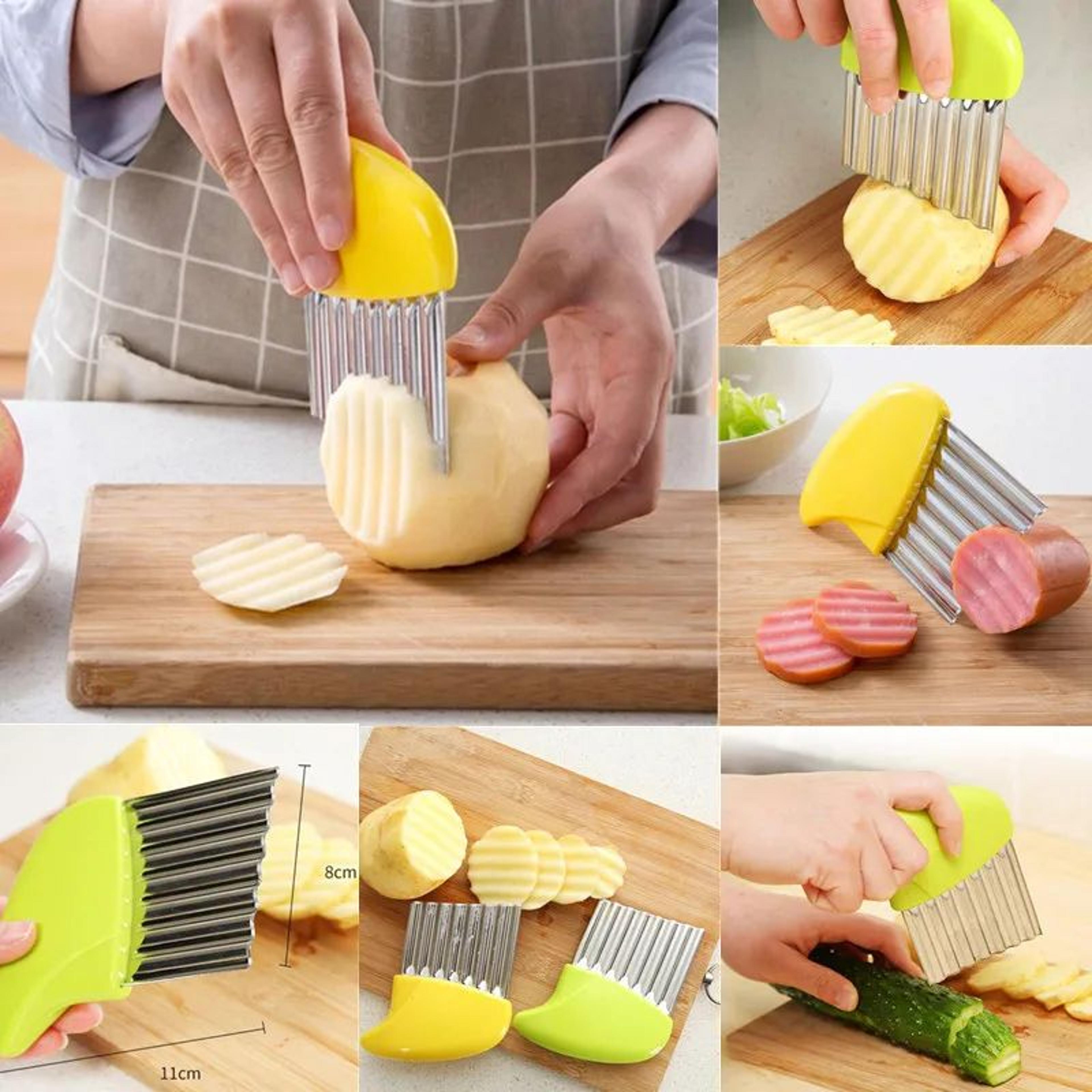 Stainless Steel Crinkle Cutter Wavy Vegetable  Potato Chip Slicer 5