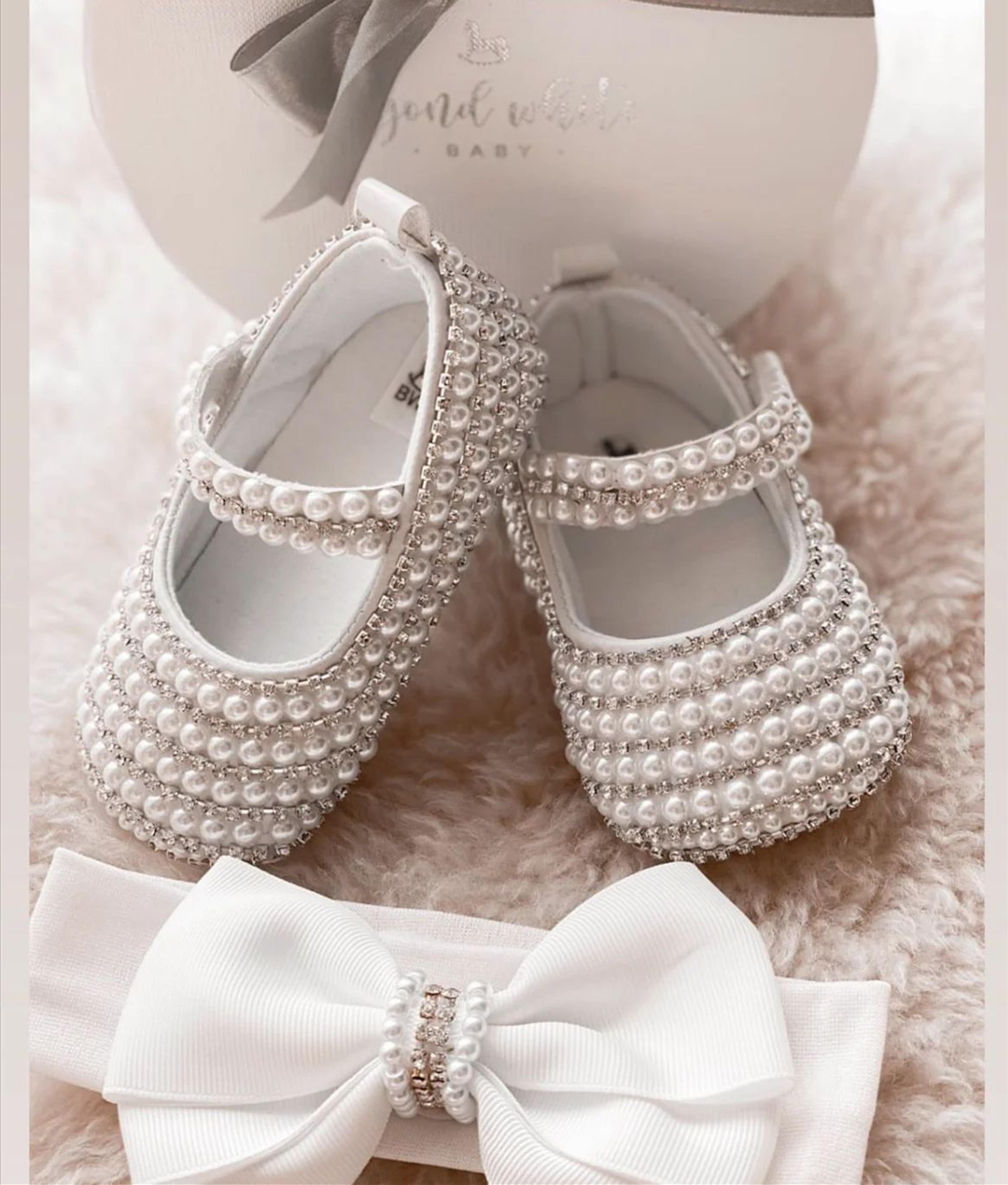 Elegant Pearl Christening Baby Shoes For Newborns 03 Months 7