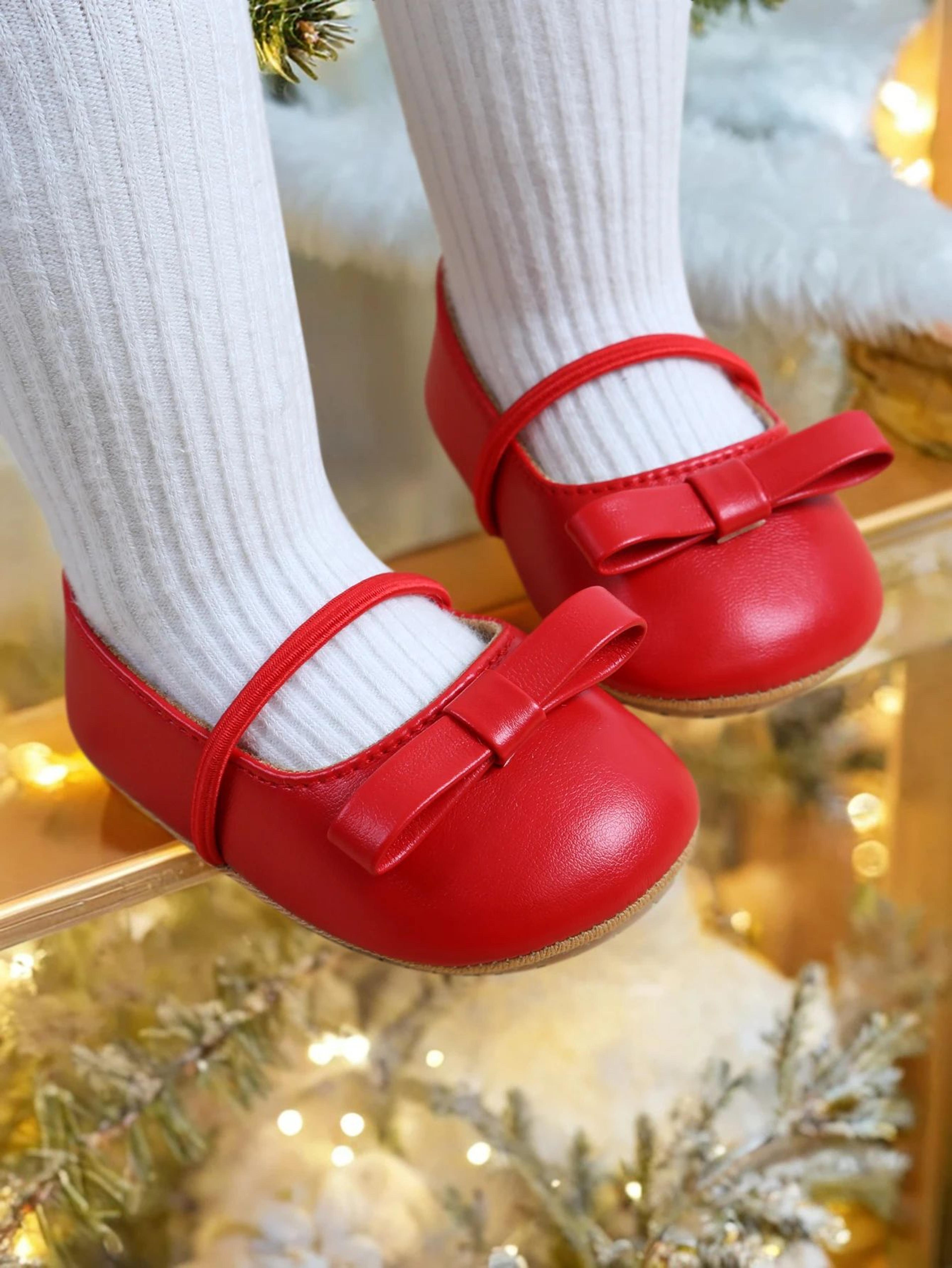Elegant Baby Girl Mary Jane Shoes With Bow  Soft Infant First Walker Flats 2