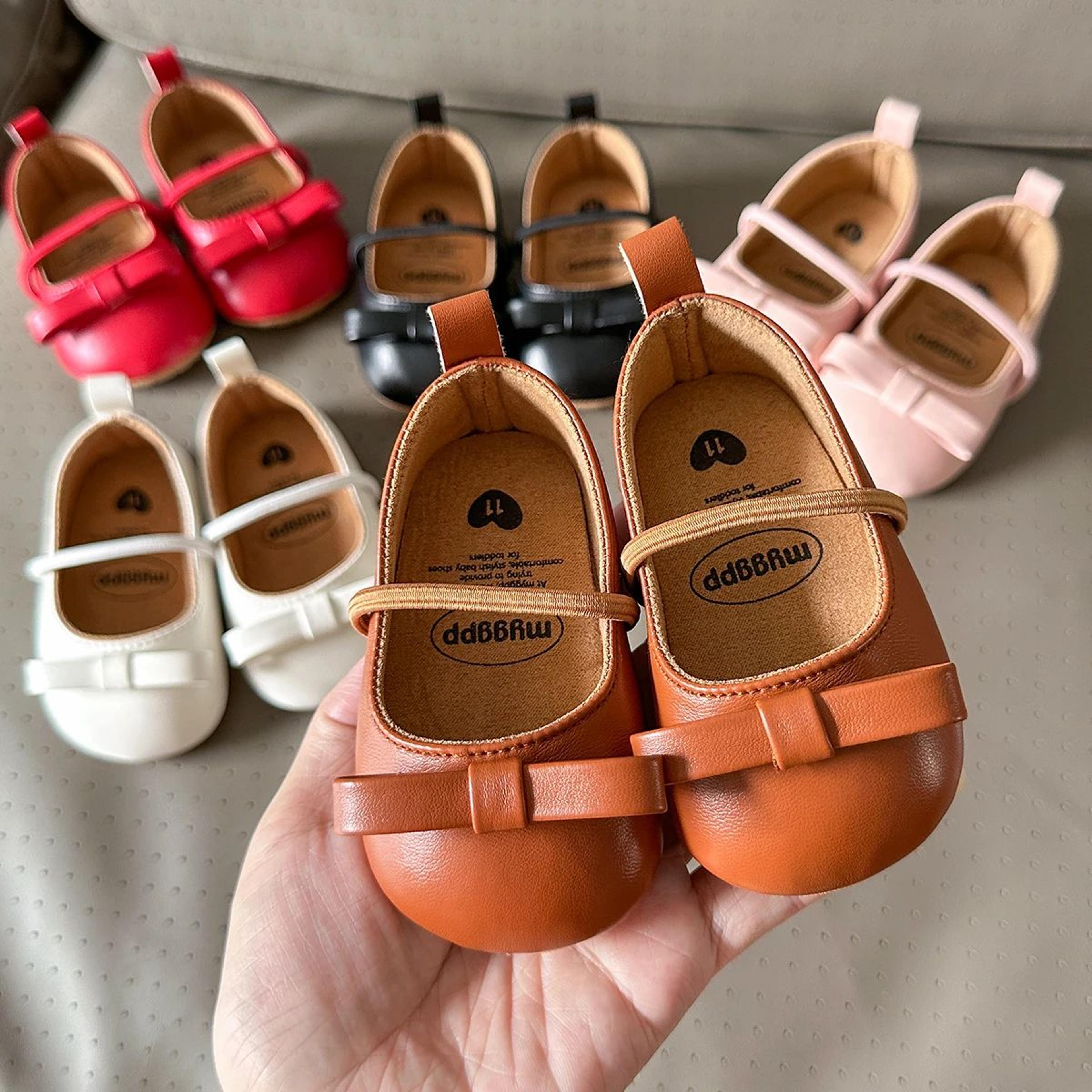 Elegant Baby Girl Mary Jane Shoes With Bow  Soft Infant First Walker Flats 1