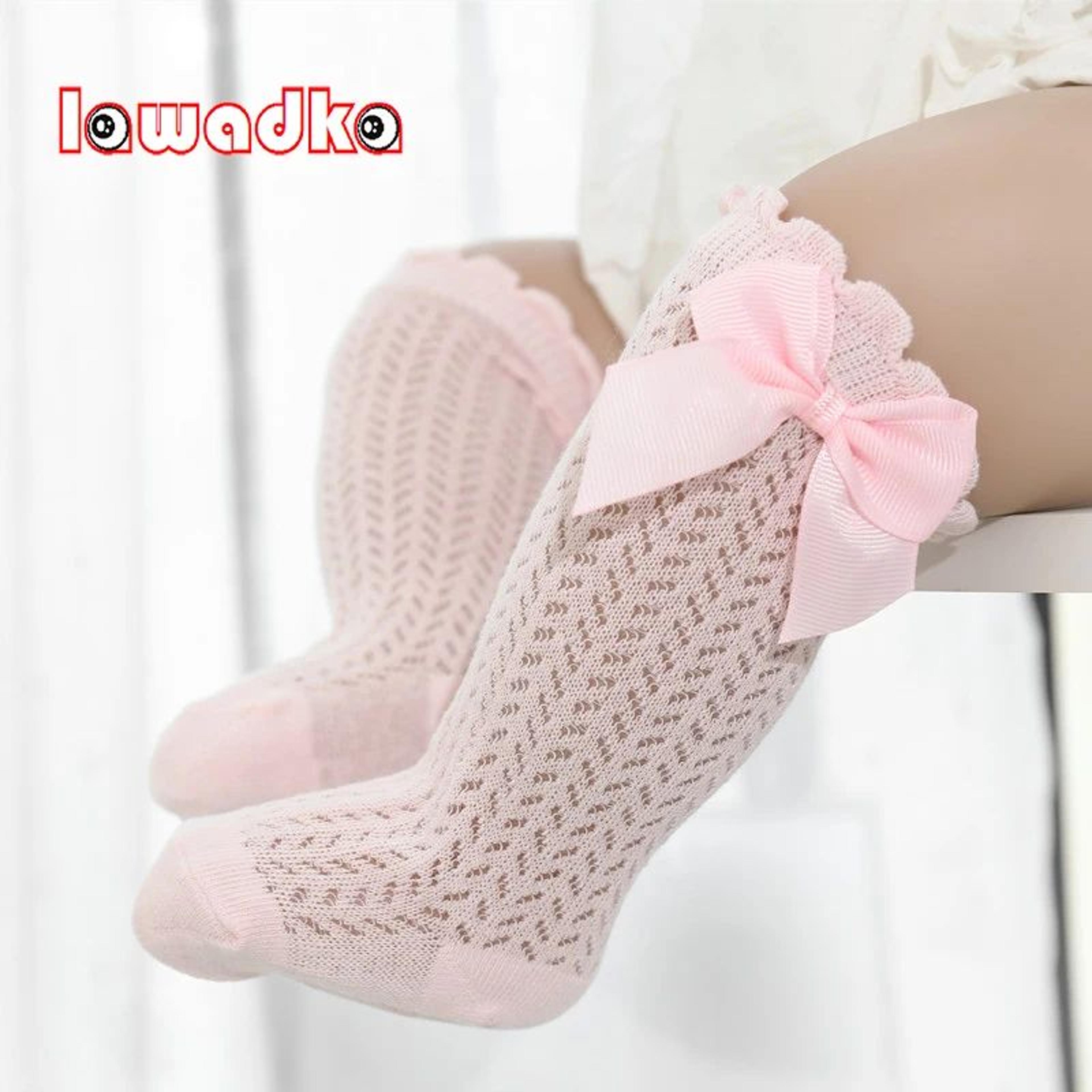 soft bow mesh baby knee socks for infants & toddlers