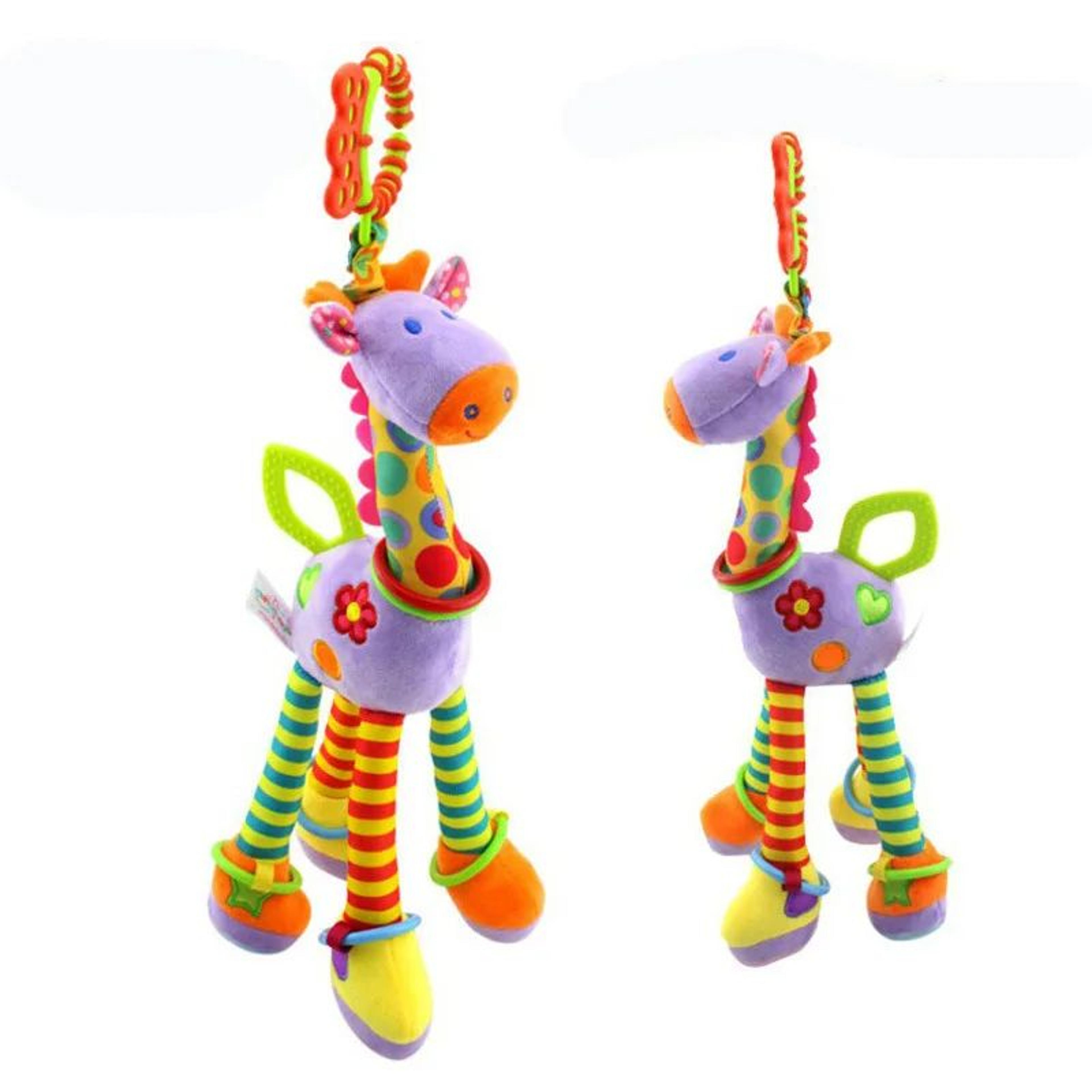 SnuggleBell Plush Giraffe Baby Rattle  Teether Toy 2