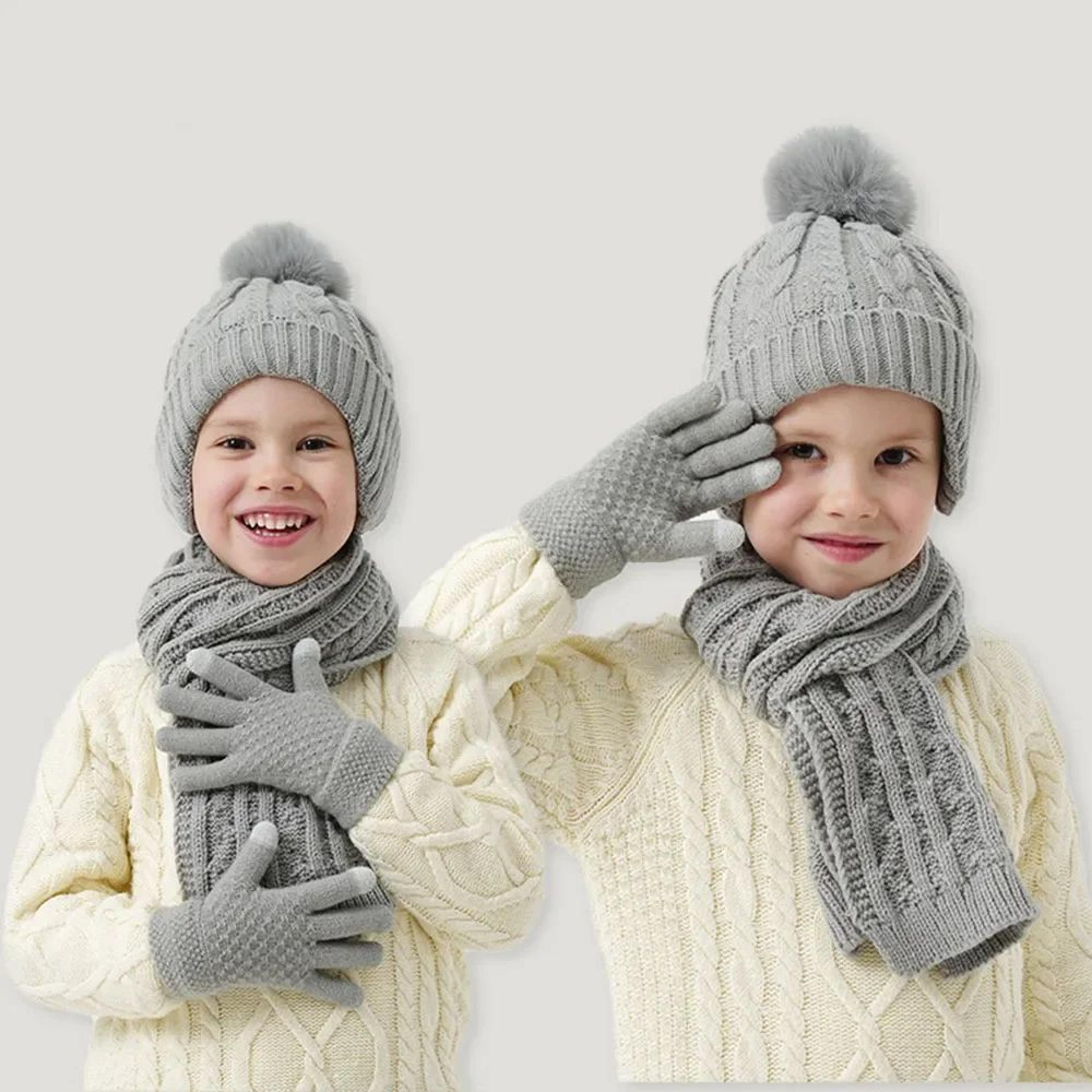 Kids Winter Hat Scarf Gloves Set For Boys  Girls  Soft Knit Cold Weather Accessory Set 1