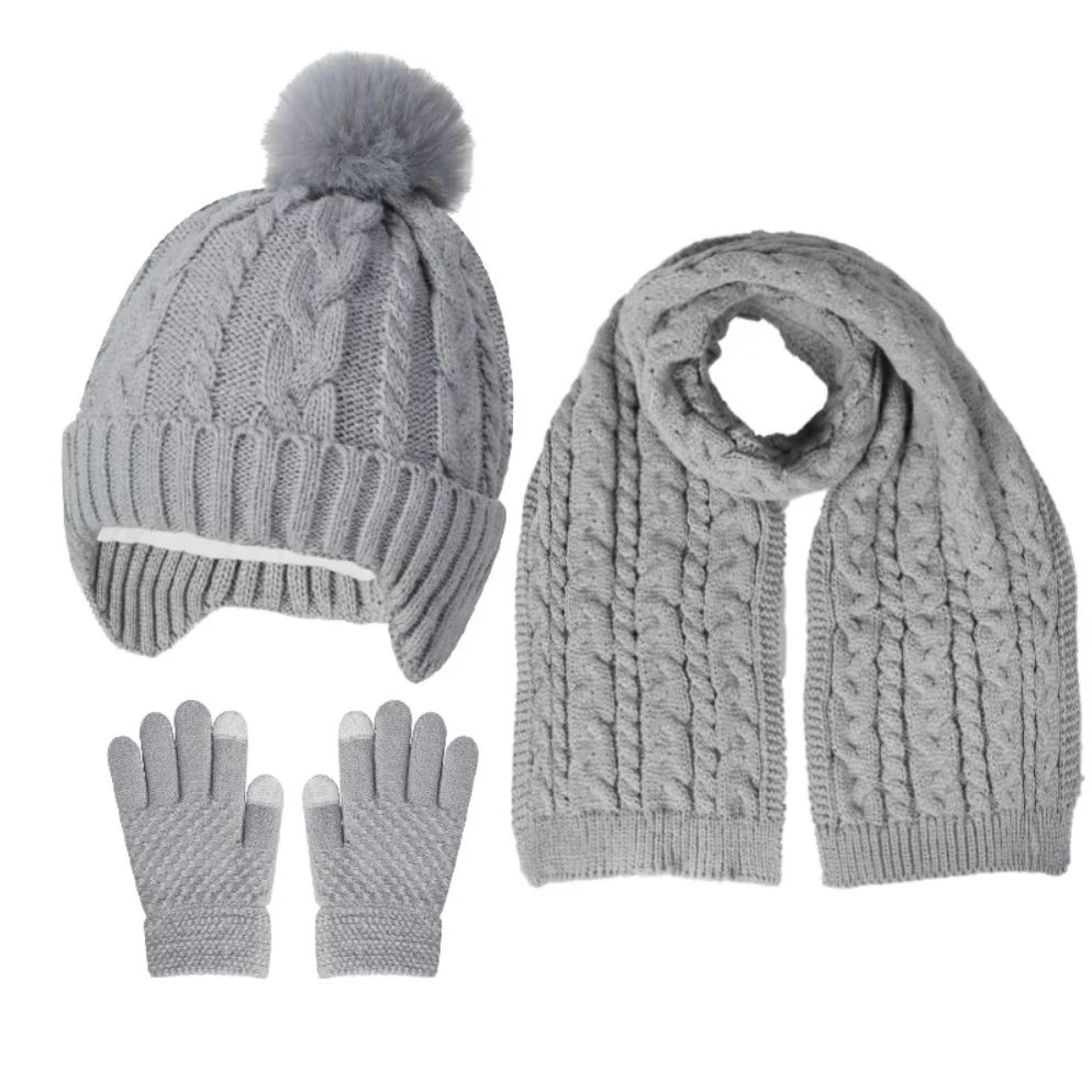 Kids Winter Hat Scarf Gloves Set For Boys  Girls  Soft Knit Cold Weather Accessory Set 10