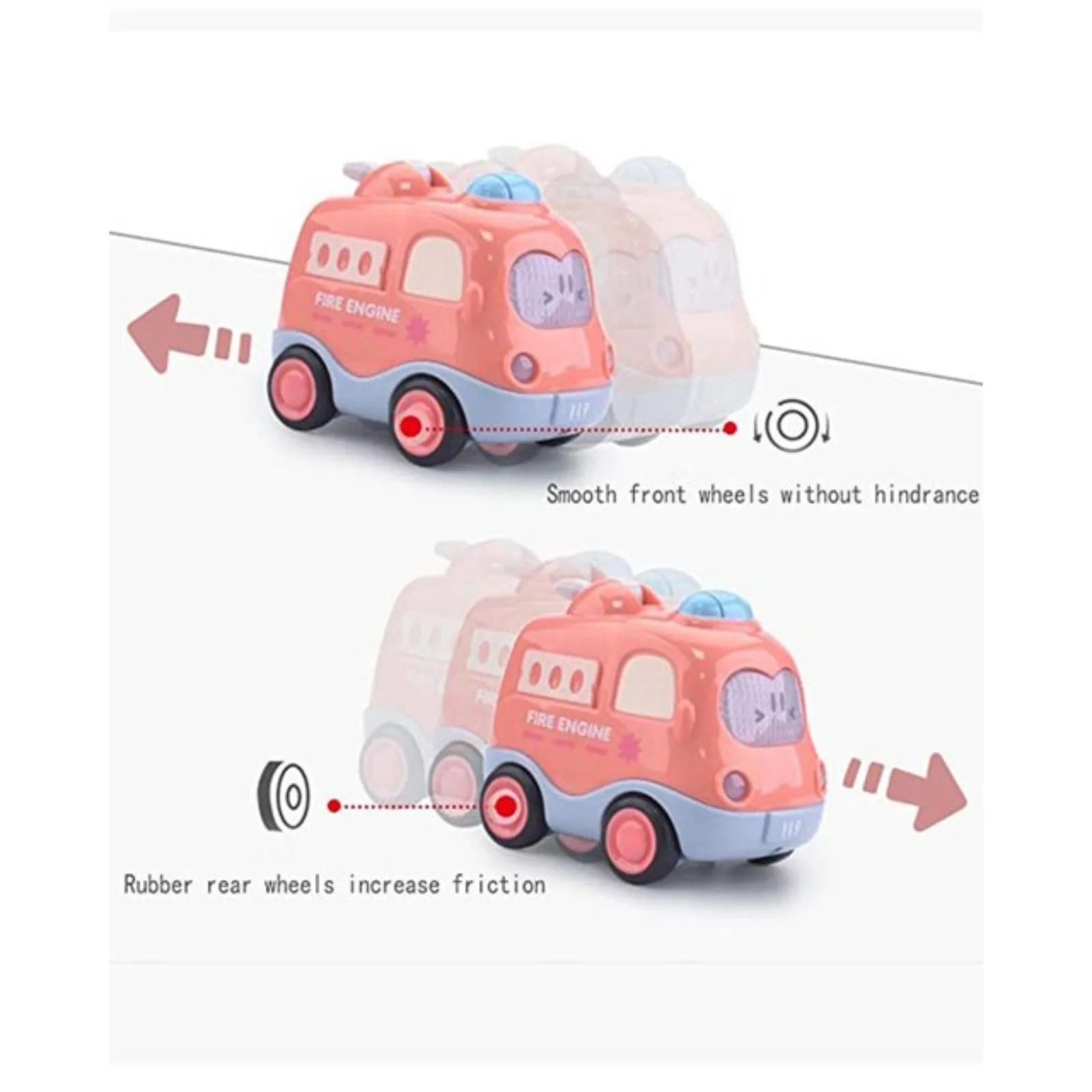 Pull Back Emergency Vehicle Toy Set With Lights  Sound For Toddlers 5