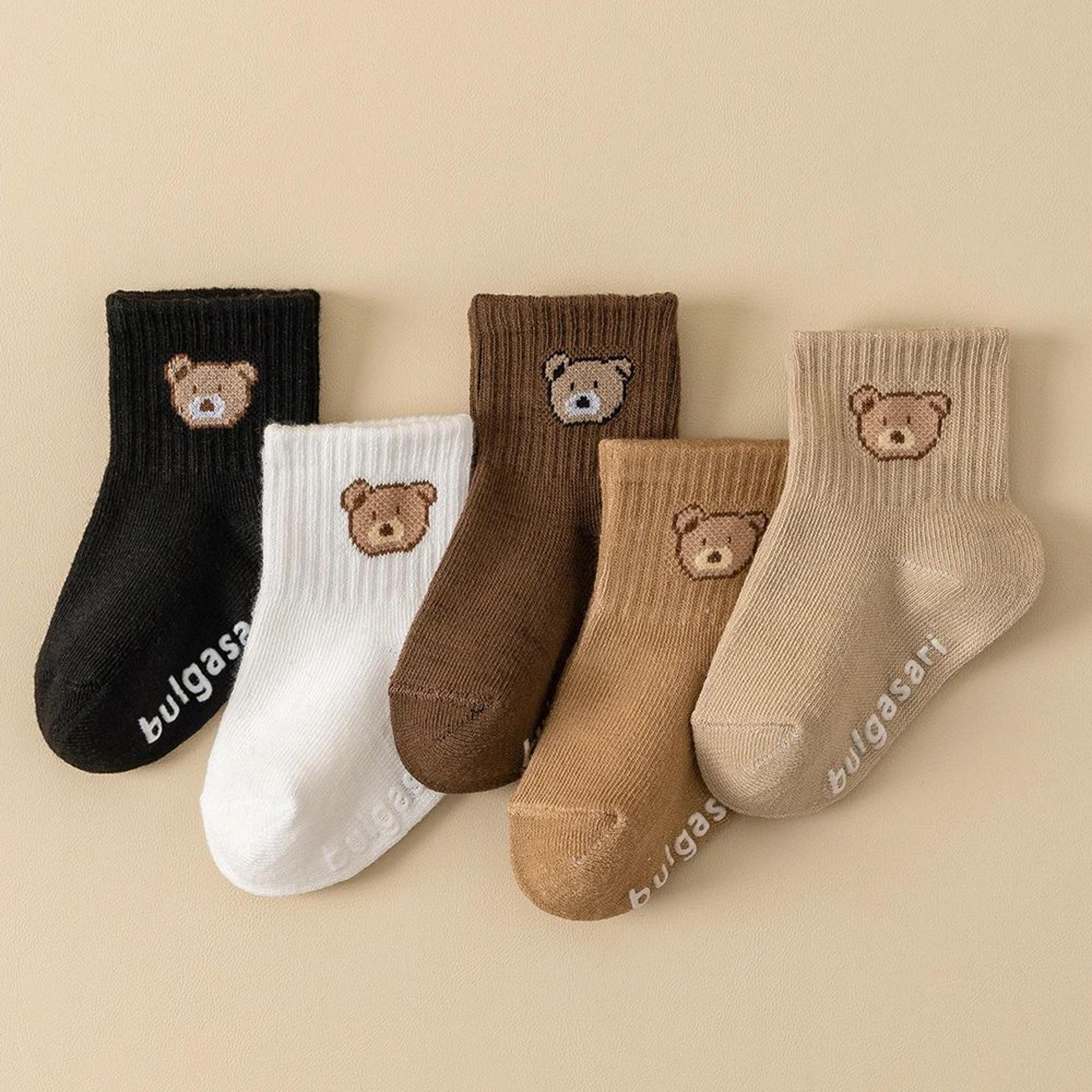 SoftGrip Baby Ankle Socks  5Pack Nonslip Baby Socks With Cute Bear Design For All Seasons 4