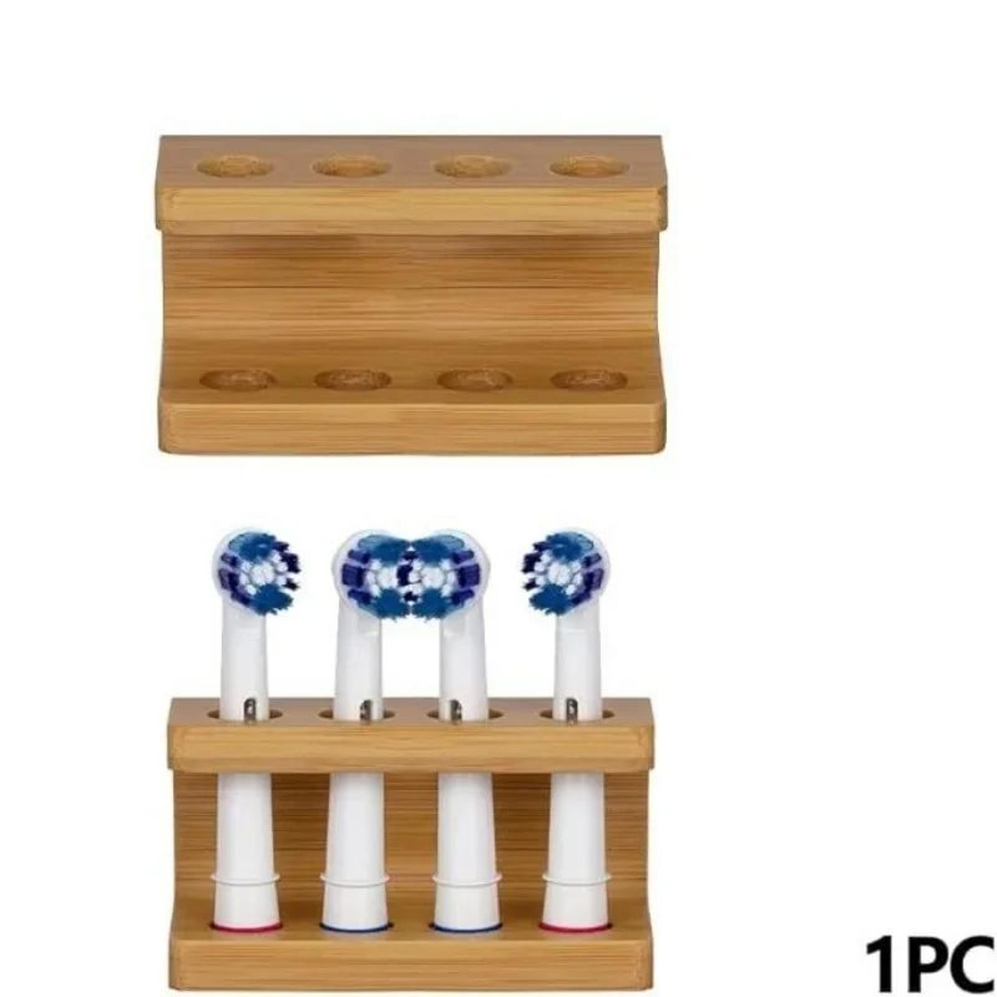 eco bamboo electric toothbrush holder & multi-slot bathroom organizer
