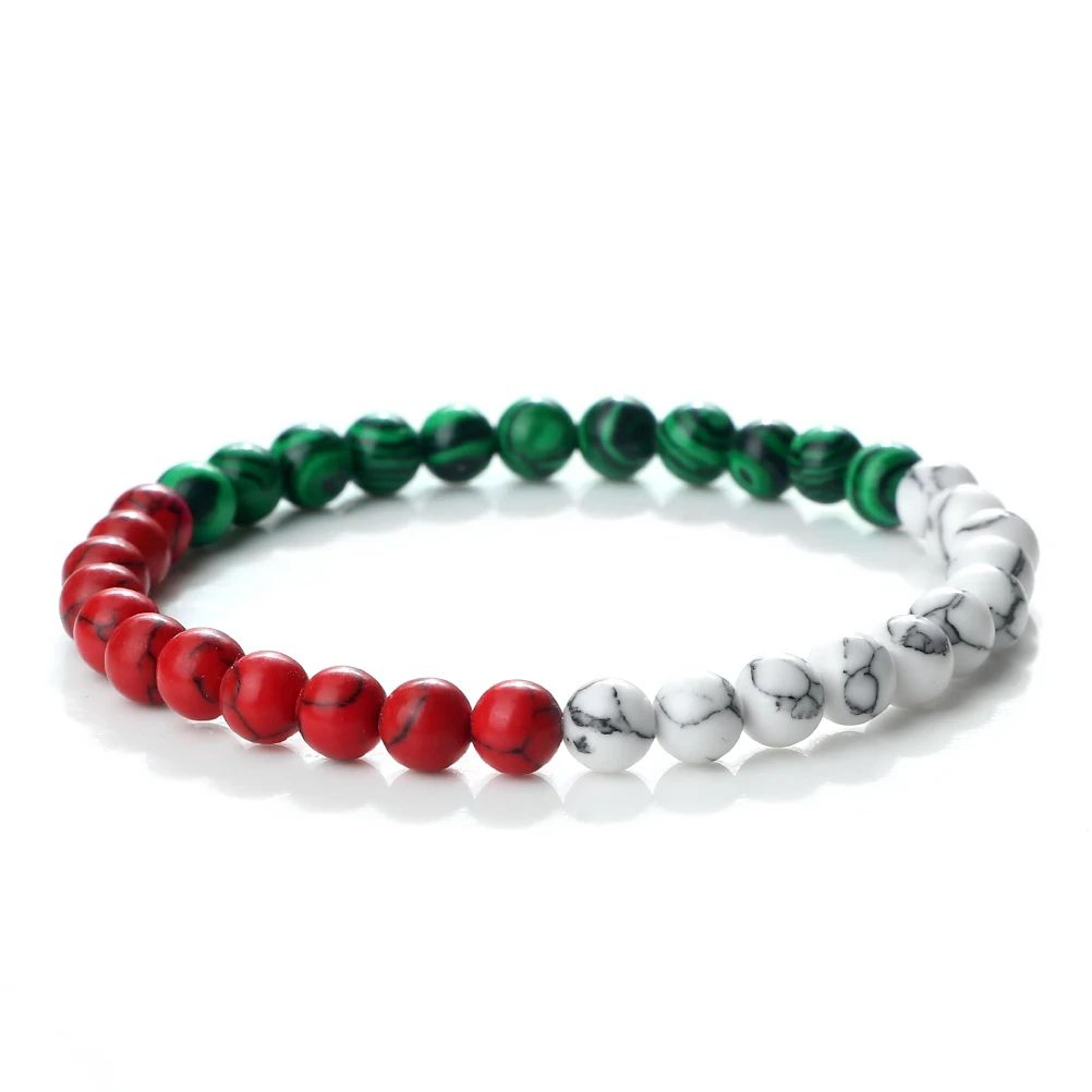 Palestine Flag Natural Stone Bead Bracelet  Unisex Prayer  Symbolic Jewelry 8