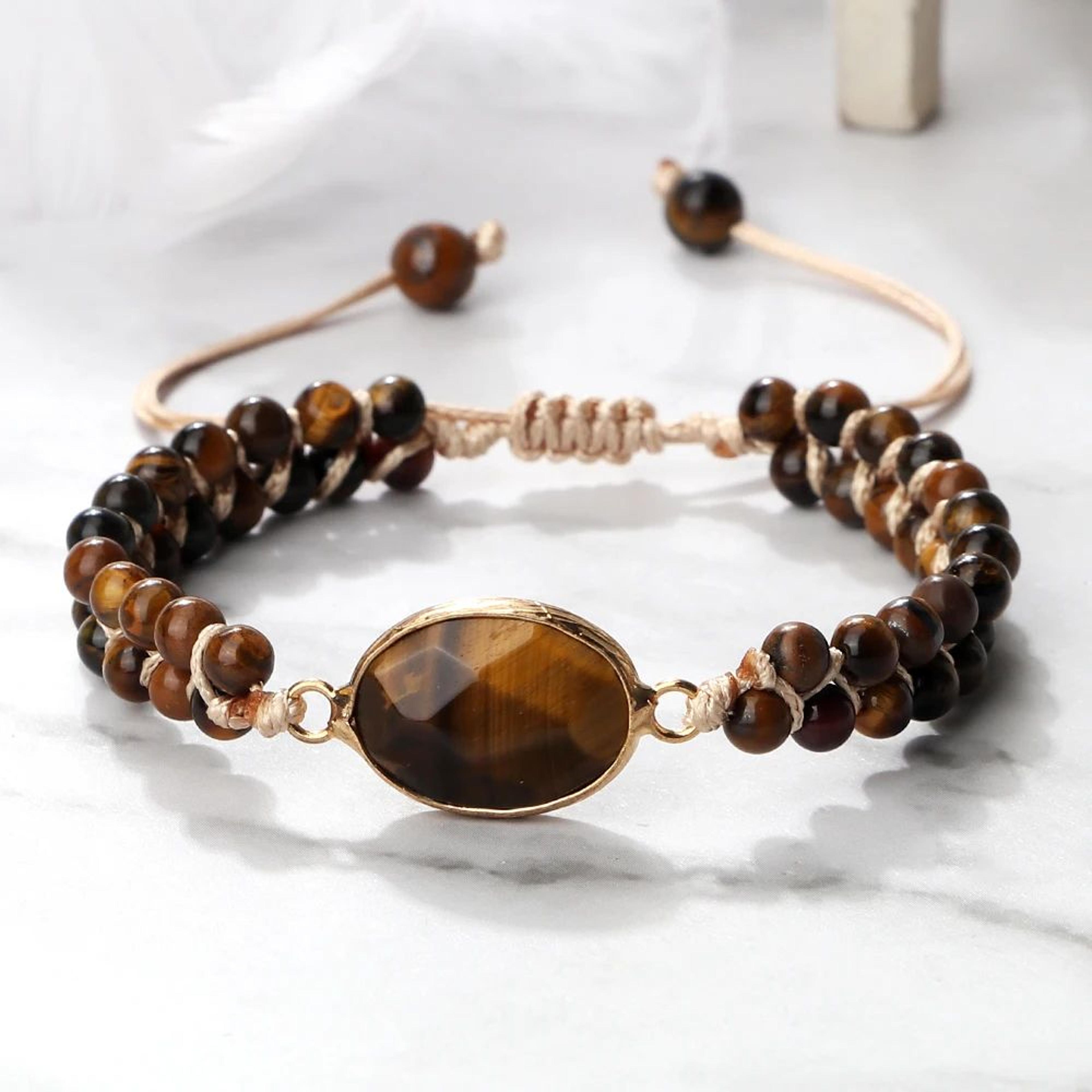 Tiger Eye Energy Bracelet  Handmade 4mm Tiger Eye Bracelet For Balance  Bohemian Style 1