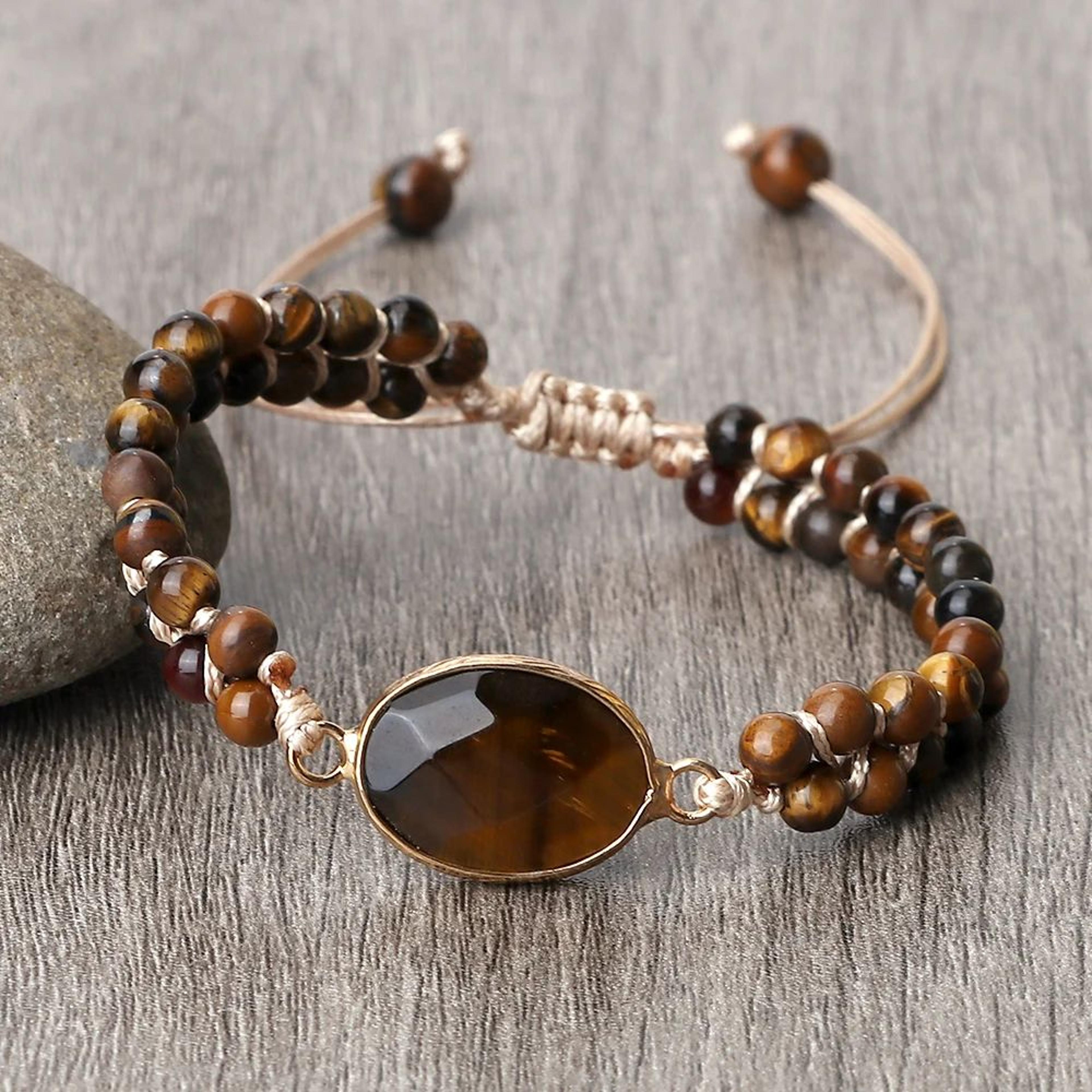 Tiger Eye Energy Bracelet  Handmade 4mm Tiger Eye Bracelet For Balance  Bohemian Style 6