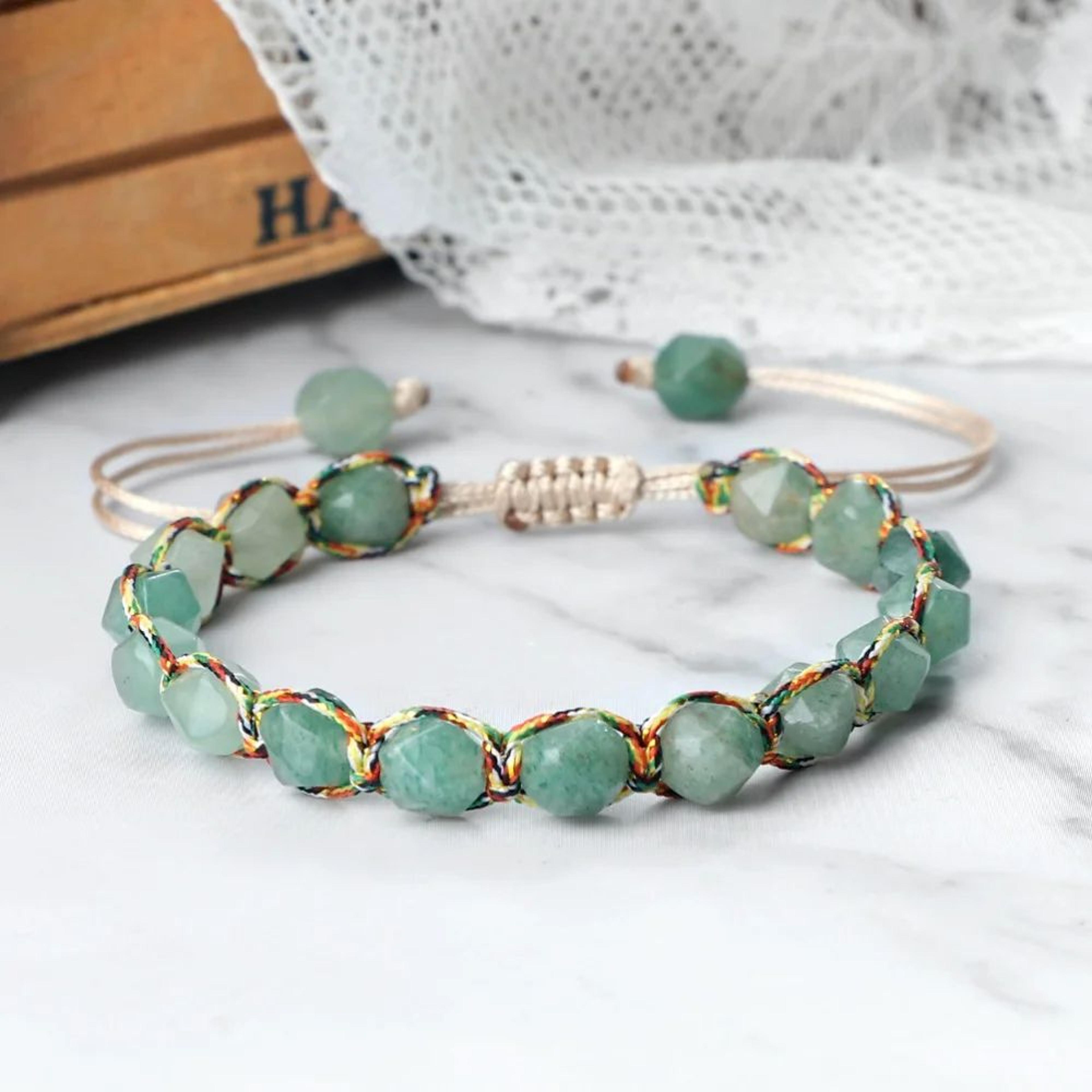 Sun Glow Yellow Agate Bracelet  Handmade Braided Stone Bracelet With 8mm Faceted Beads 3