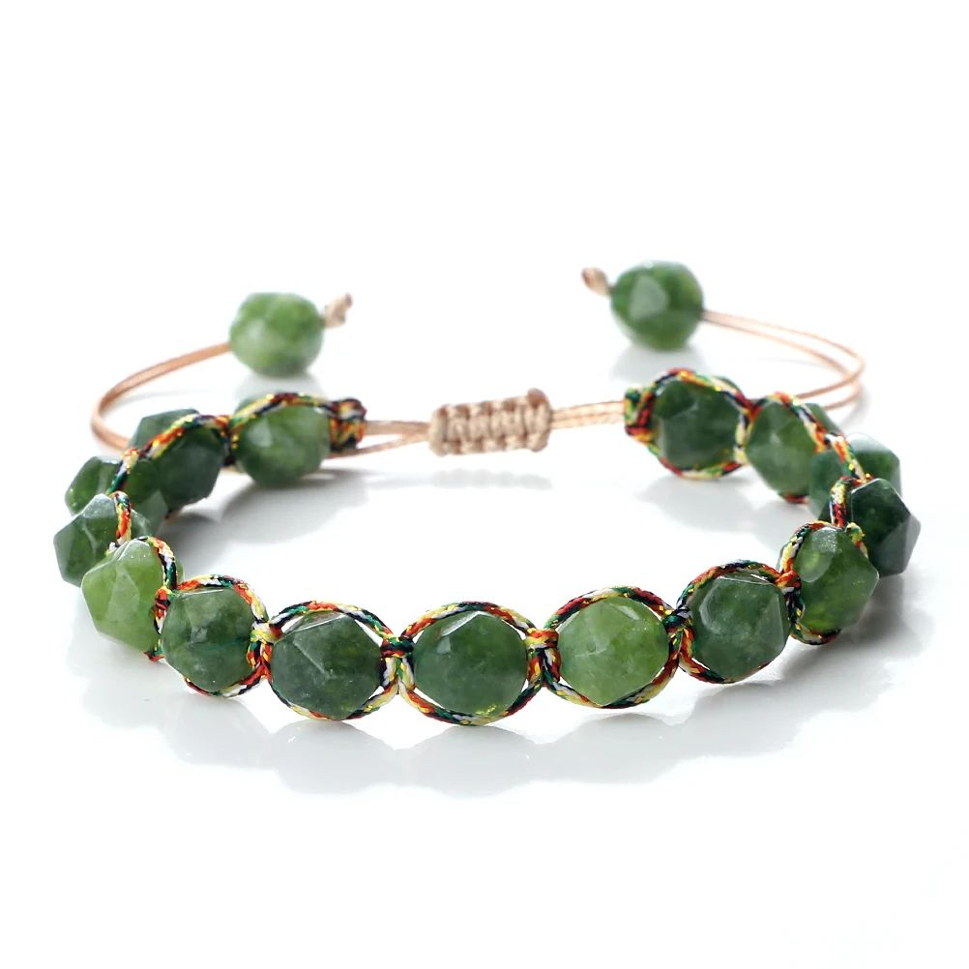 Sun Glow Yellow Agate Bracelet  Handmade Braided Stone Bracelet With 8mm Faceted Beads 11
