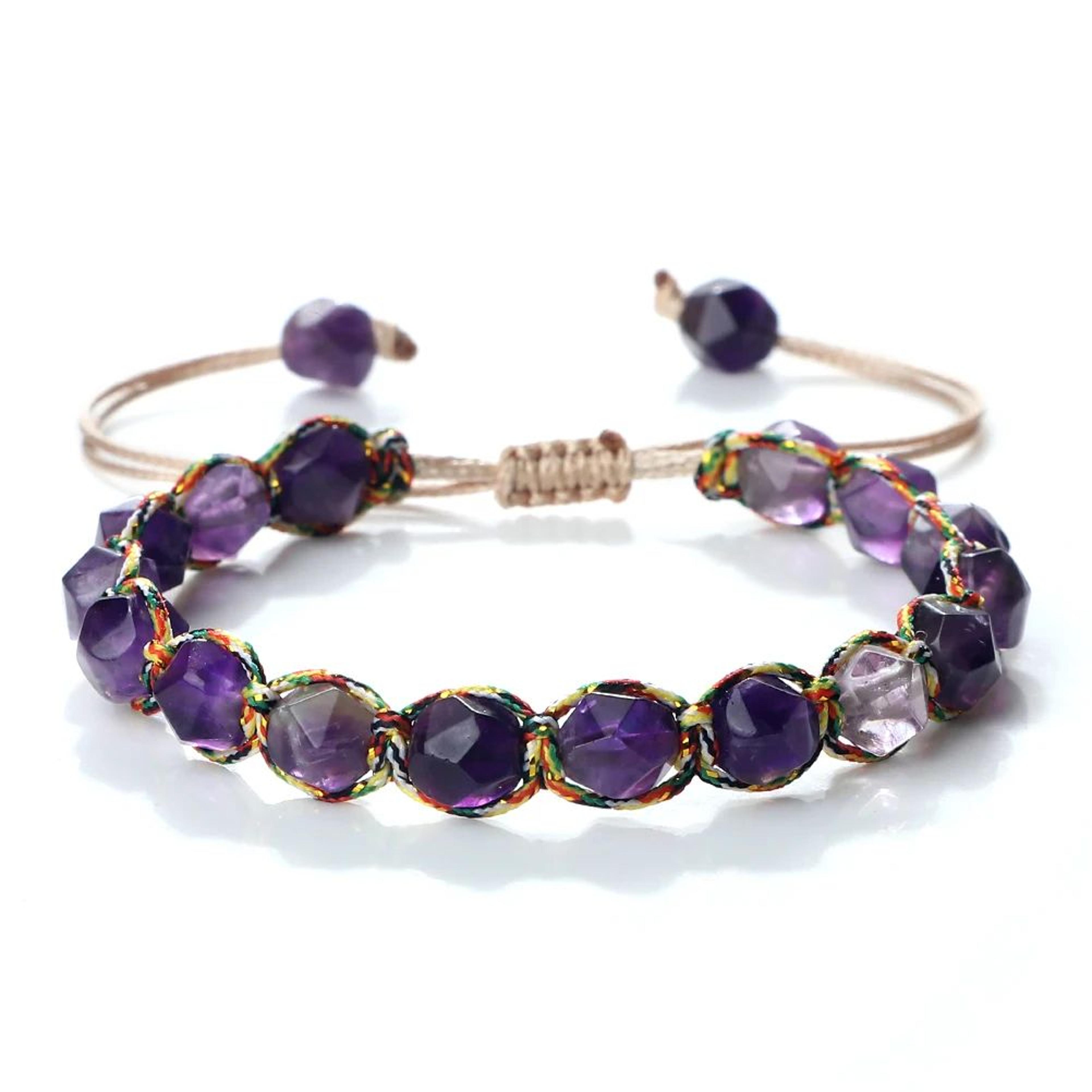 Sun Glow Yellow Agate Bracelet  Handmade Braided Stone Bracelet With 8mm Faceted Beads 14